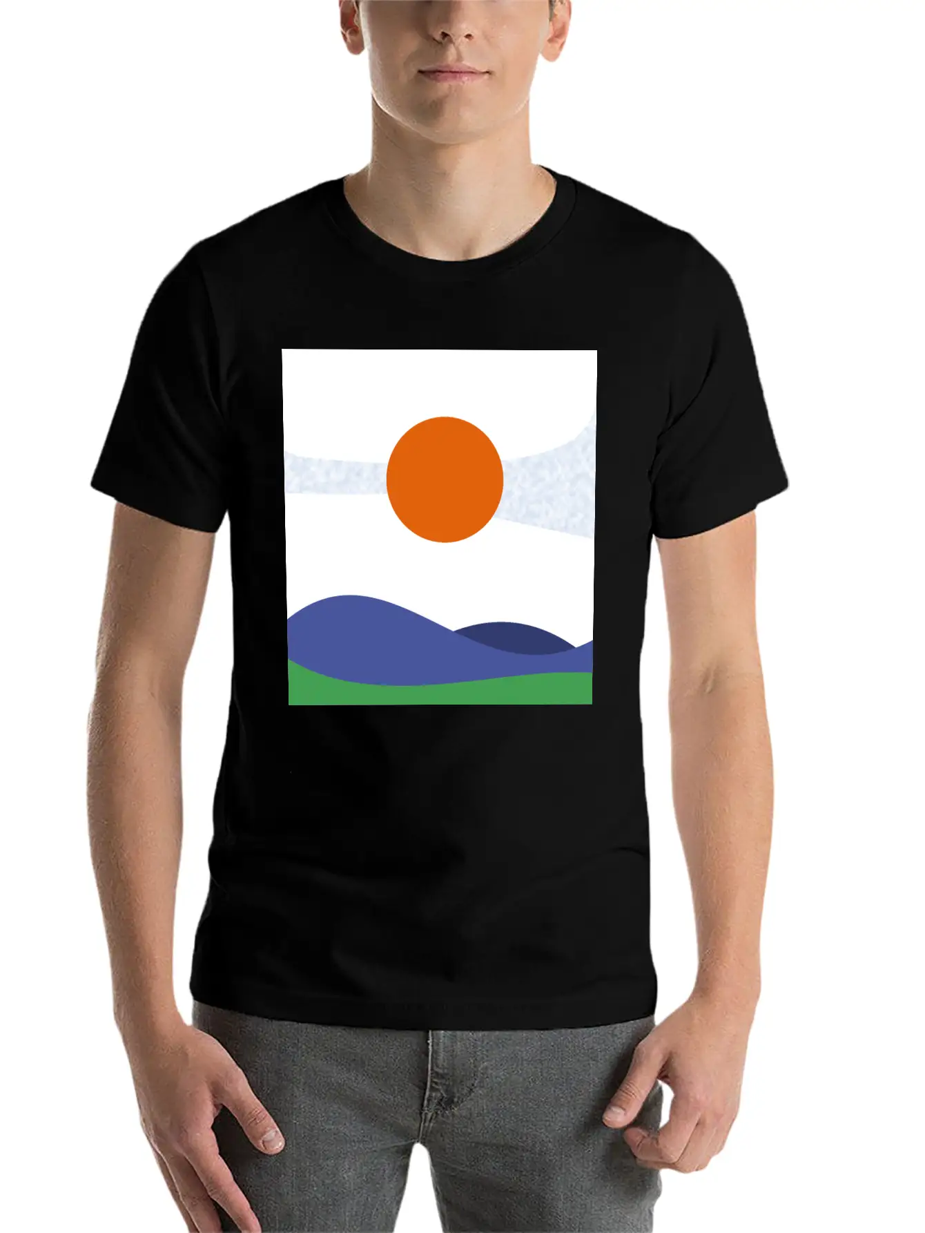 Abstract Landscape, Wall Art, Art Gift, Mountains Casual Graphic T-Shirt – Simple And Comfortable Daily Wear