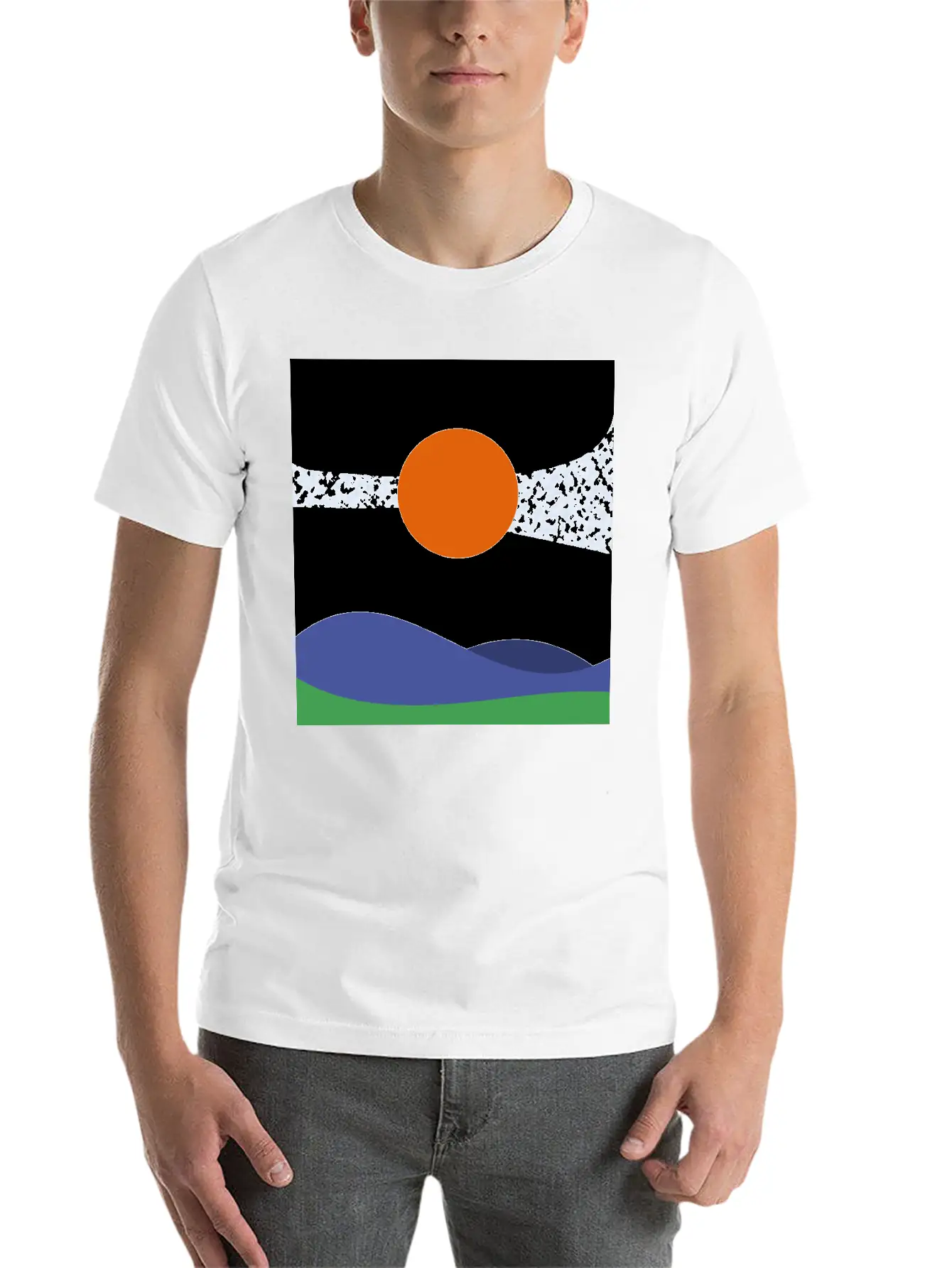 Abstract Landscape, Wall Art, Art Gift, Mountains Casual Graphic T-Shirt – Simple And Comfortable Daily Wear