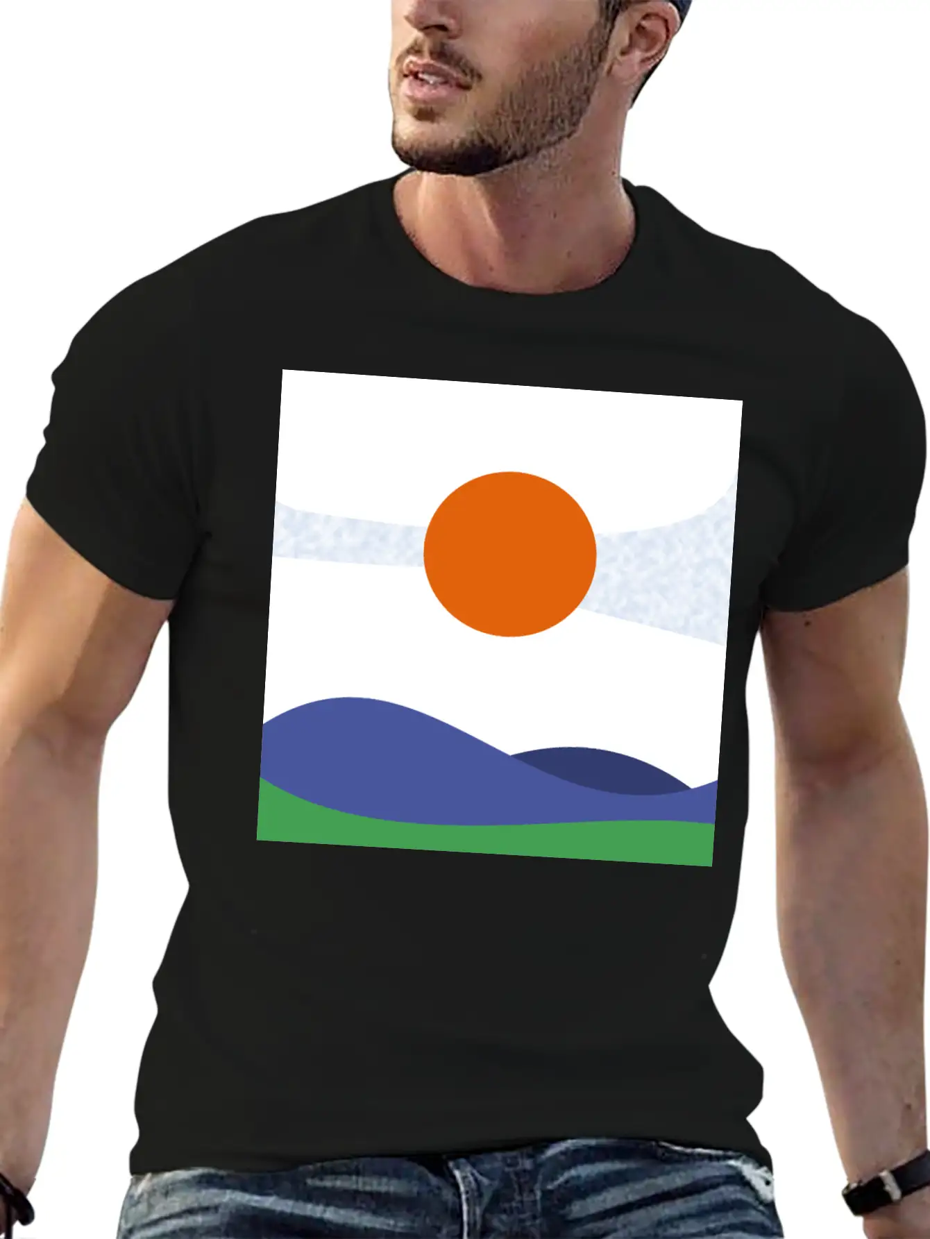 Abstract Landscape, Wall Art, Art Gift, Mountains Casual Graphic T-Shirt – Simple And Comfortable Daily Wear