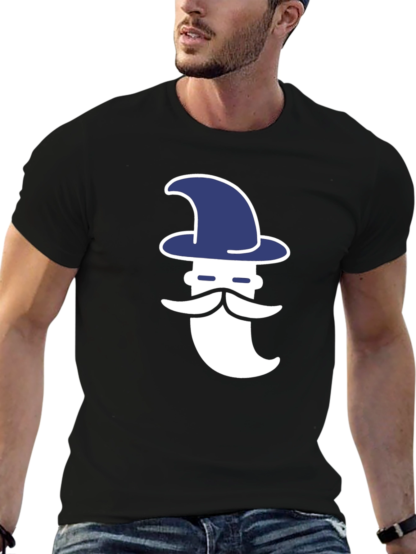 Wizard Graphic Tee - Black Cotton Shirt