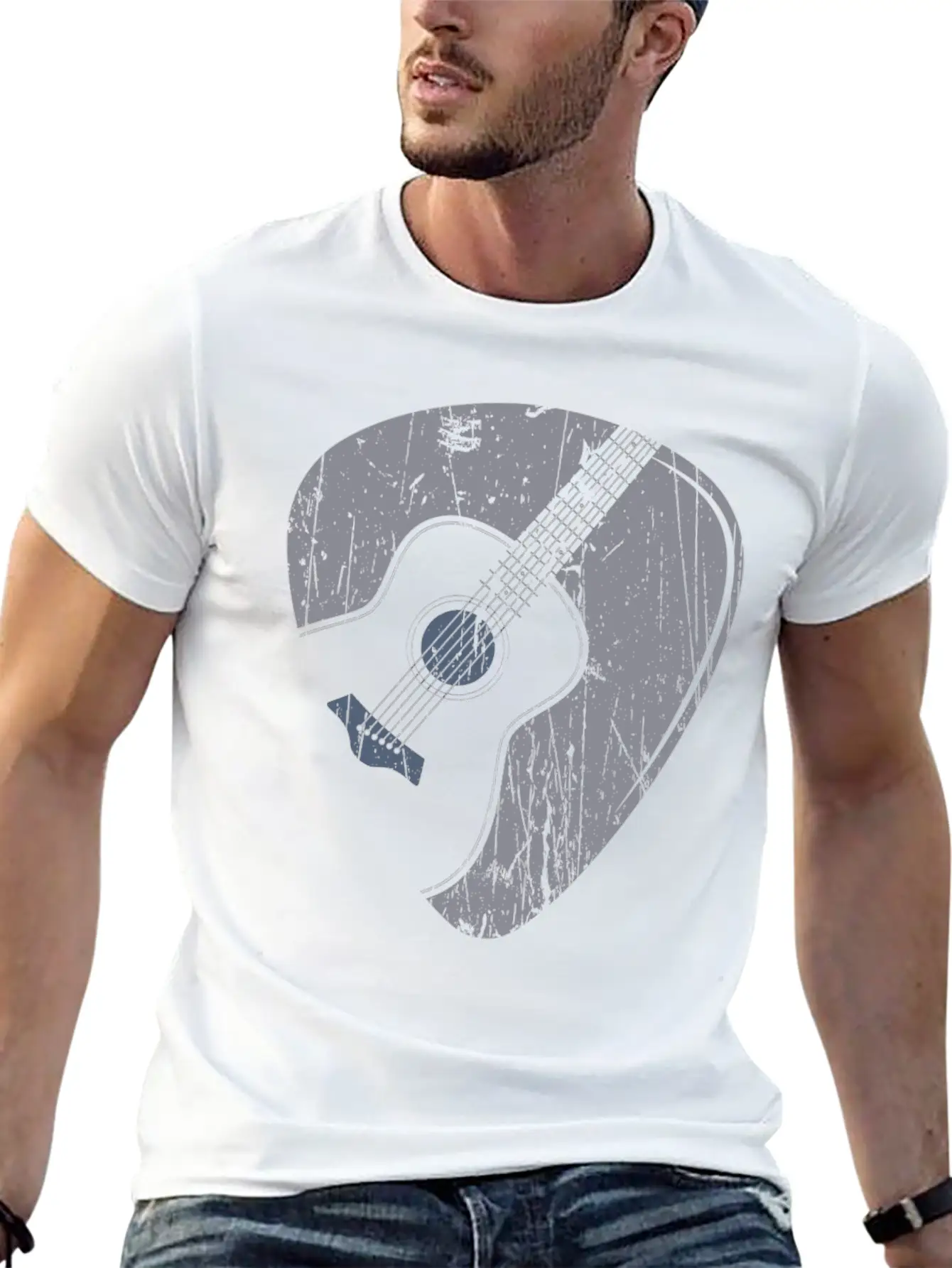 Acoustic Guitar Pick Country Musician Guitarist Casual Graphic T-Shirt – Simple And Comfortable Daily Wear