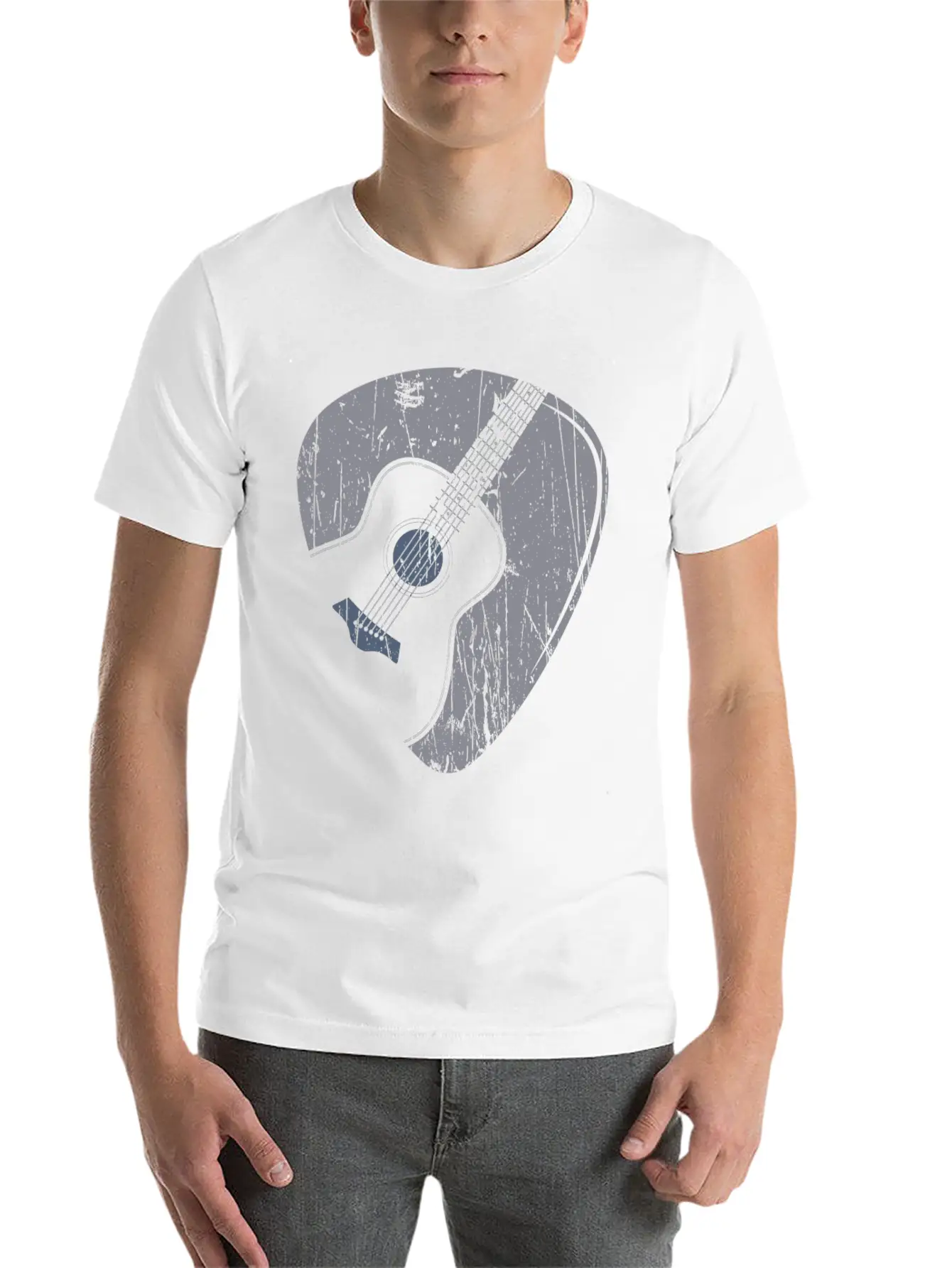 Acoustic Guitar Pick Country Musician Guitarist Casual Graphic T-Shirt – Simple And Comfortable Daily Wear