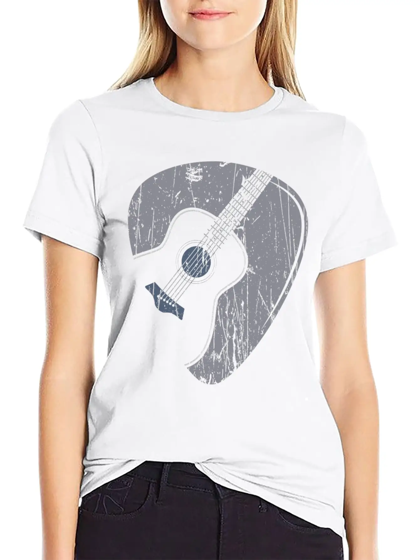 Acoustic Guitar Pick Country Musician Guitarist Casual Graphic T-Shirt – Simple And Comfortable Daily Wear