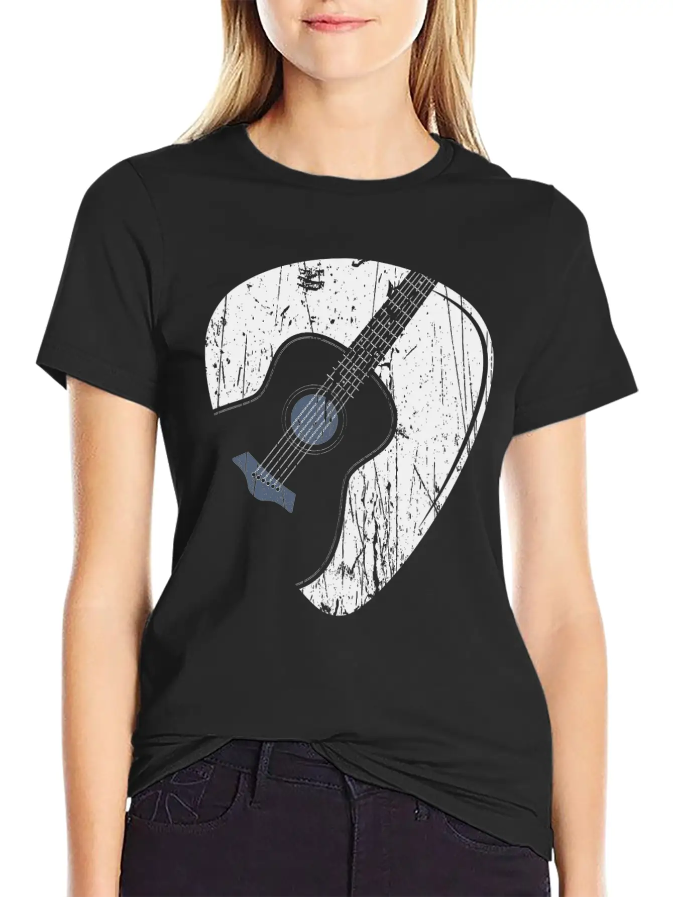 Acoustic Guitar Pick Country Musician Guitarist Casual Graphic T-Shirt – Simple And Comfortable Daily Wear