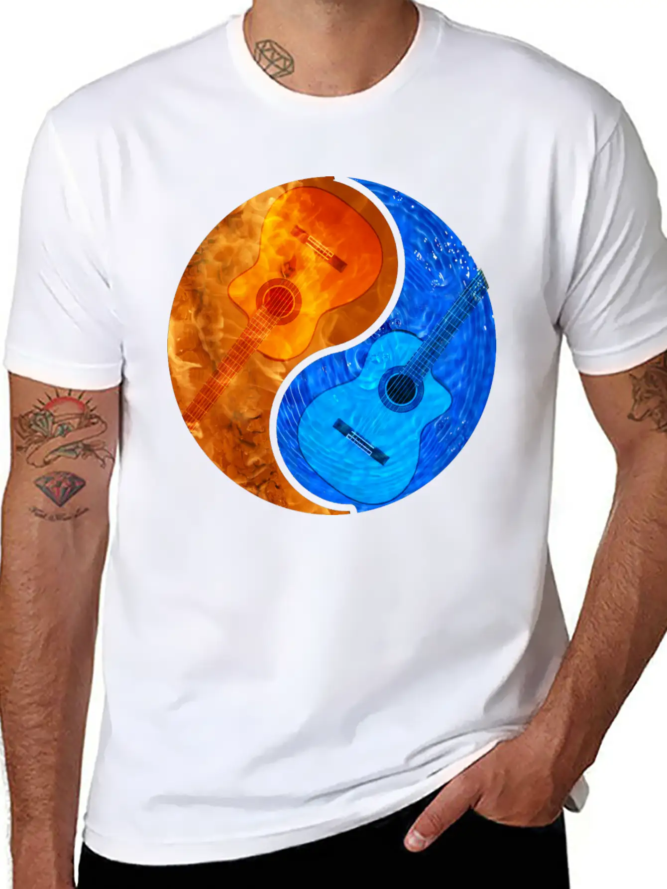 Acoustic Guitar Product - Ying Yang - Gift For Casual Graphic T-Shirt – Simple And Comfortable Daily Wear