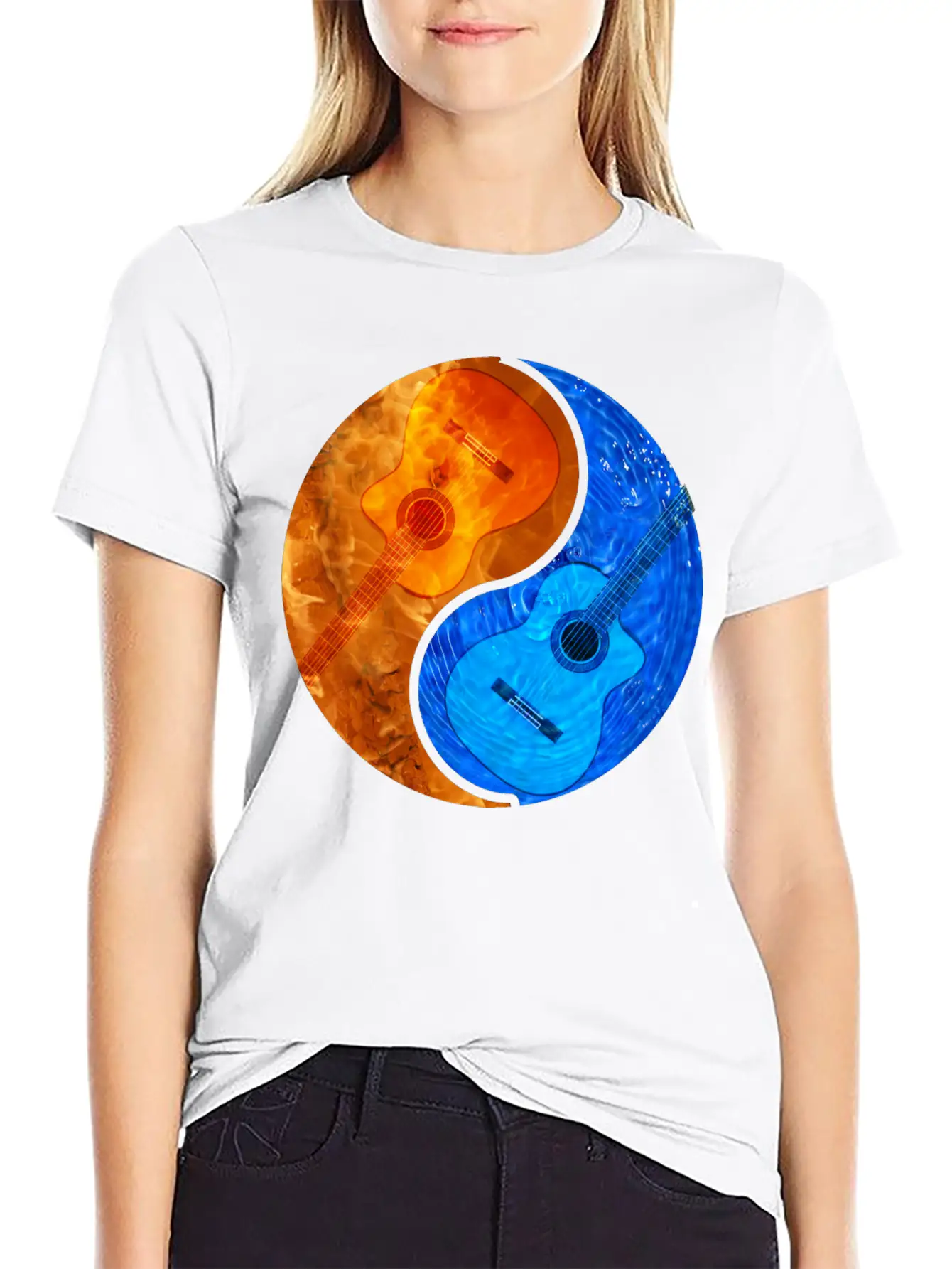 Acoustic Guitar Product - Ying Yang - Gift For Casual Graphic T-Shirt – Simple And Comfortable Daily Wear