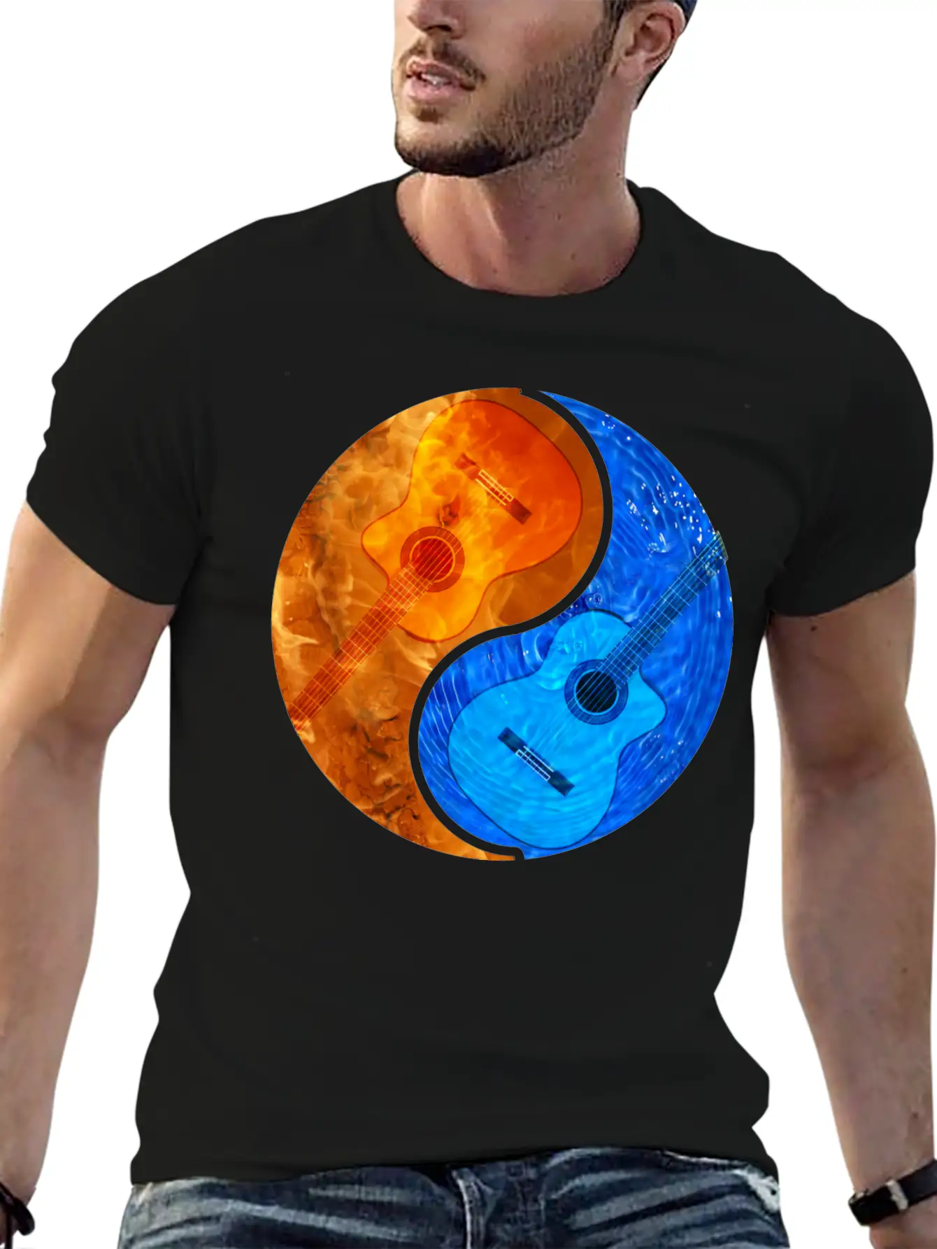 Acoustic Guitar Product - Ying Yang - Gift For Casual Graphic T-Shirt – Simple And Comfortable Daily Wear