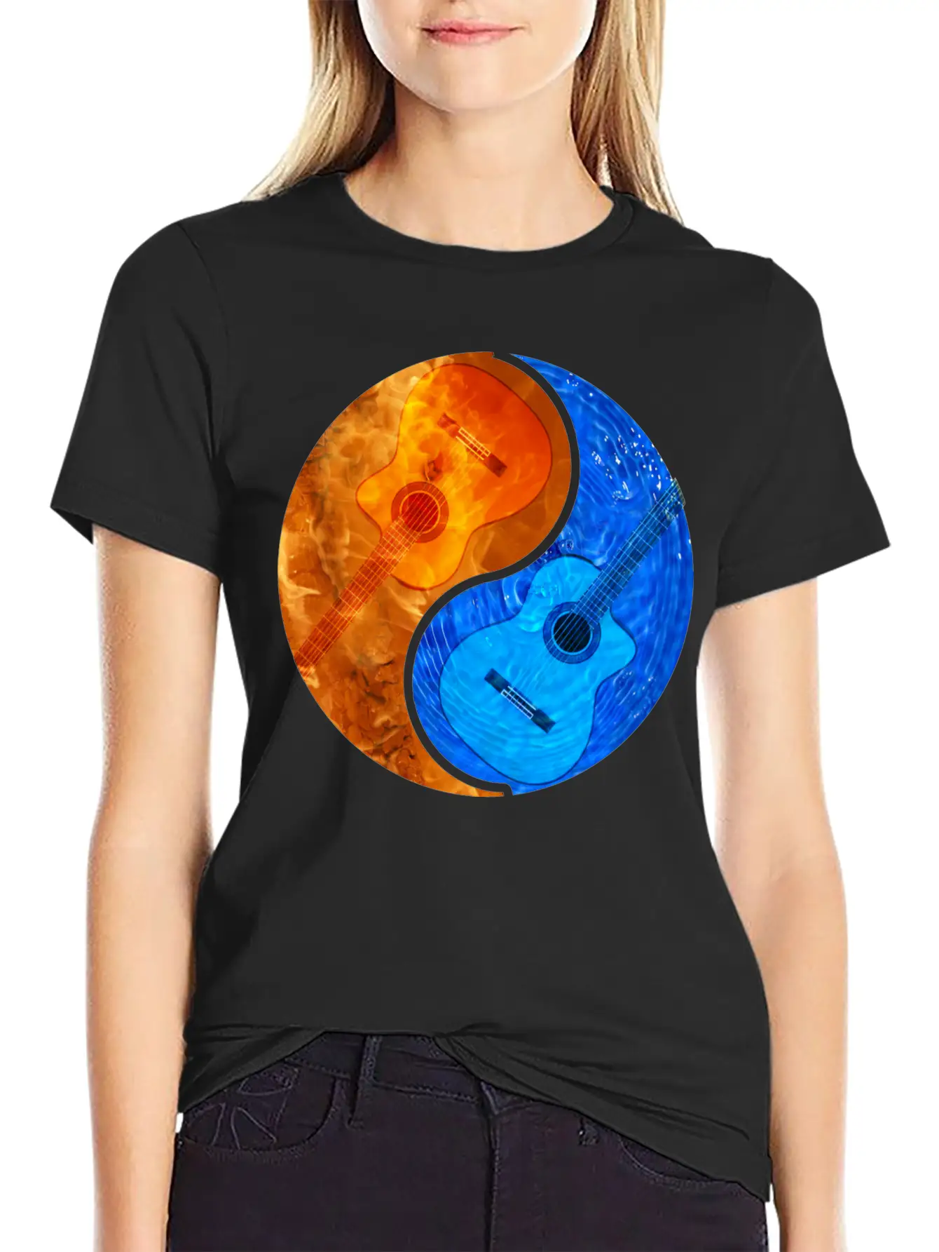 Acoustic Guitar Product - Ying Yang - Gift For Casual Graphic T-Shirt – Simple And Comfortable Daily Wear
