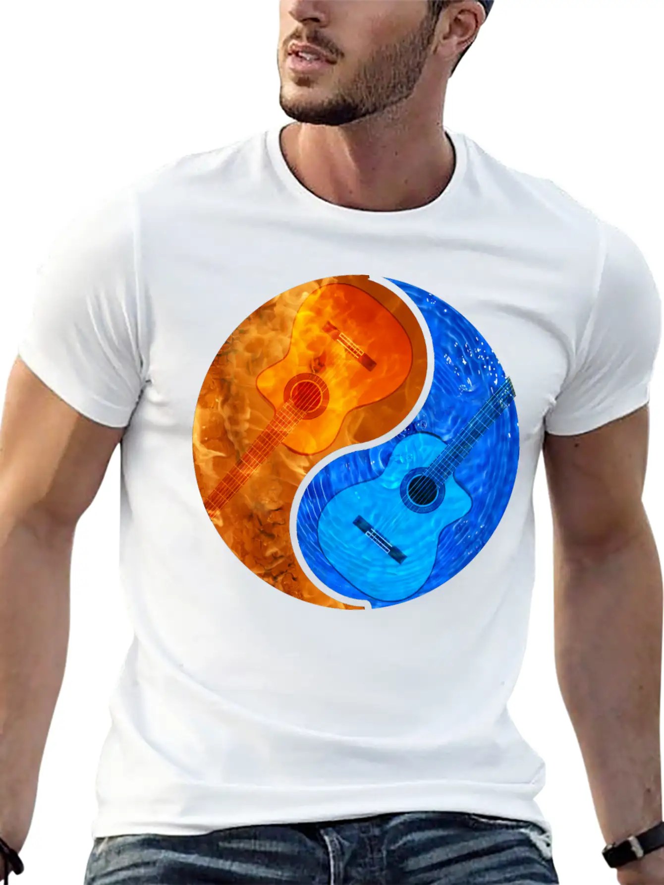 Acoustic Guitar Product - Ying Yang - Gift For Casual Graphic T-Shirt – Simple And Comfortable Daily Wear