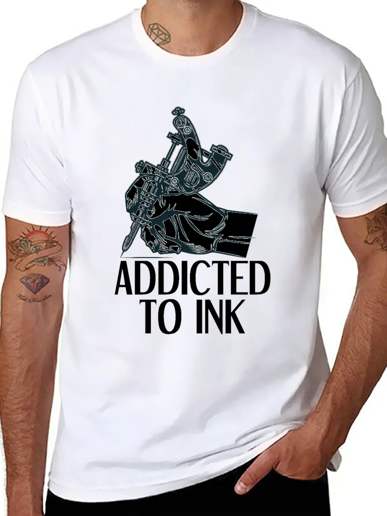 Addicted To Ink Tattoo Tattooist Tattoos Gift Timeless Short Sleeve Tee – Comfy And Minimalist Design