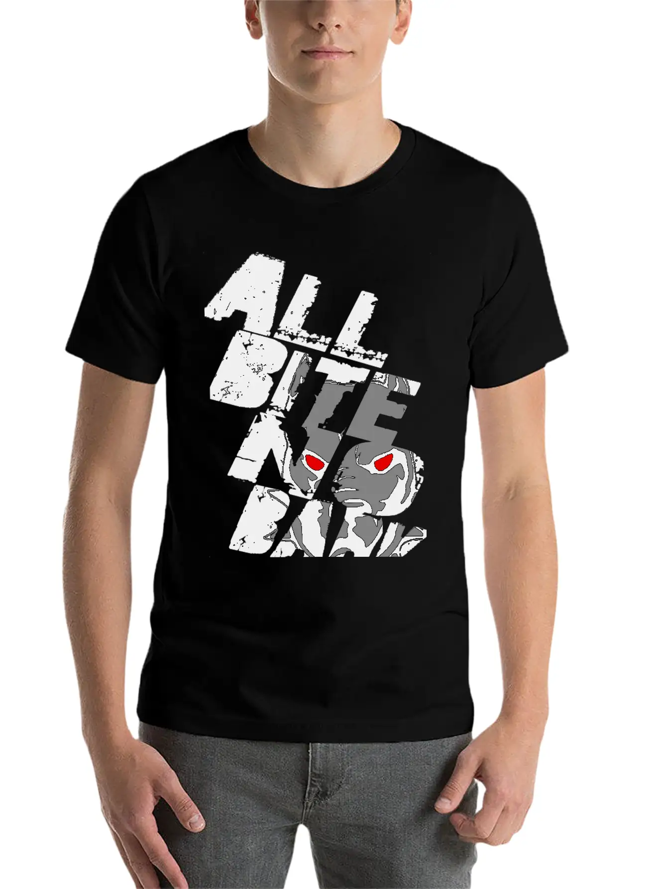All Bite No Bark See Through Black Timeless Short Sleeve Tee – Comfy And Minimalist Design
