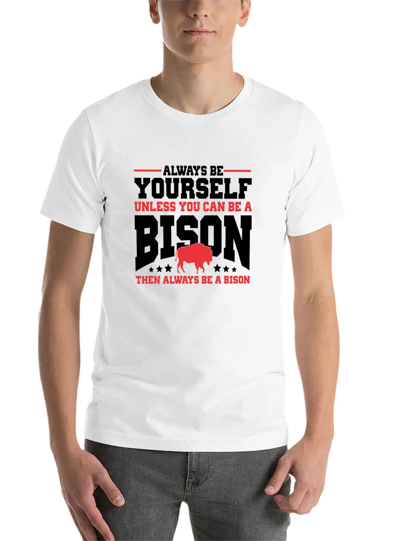 Always Be Yourself Unless You Can Be A Bison Gift Casual Graphic T-Shirt – Simple And Comfortable Daily Wear