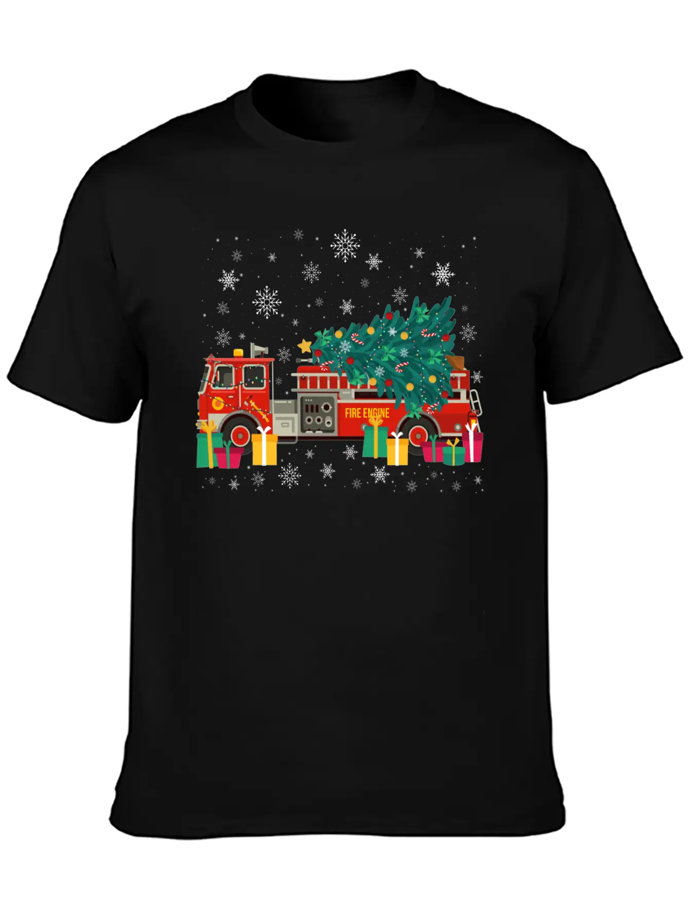 Ambulance Fire Truck Christmas Tree Timeless Short Sleeve Tee – Comfy And Minimalist Design