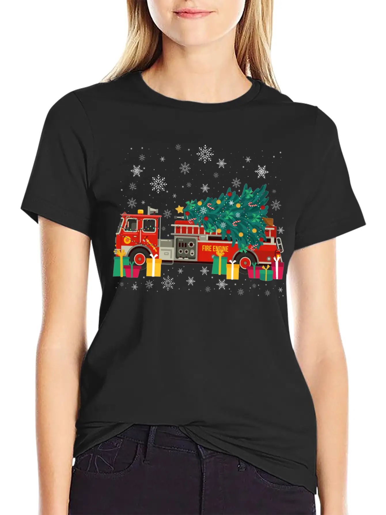 Ambulance Fire Truck Christmas Tree Timeless Short Sleeve Tee – Comfy And Minimalist Design