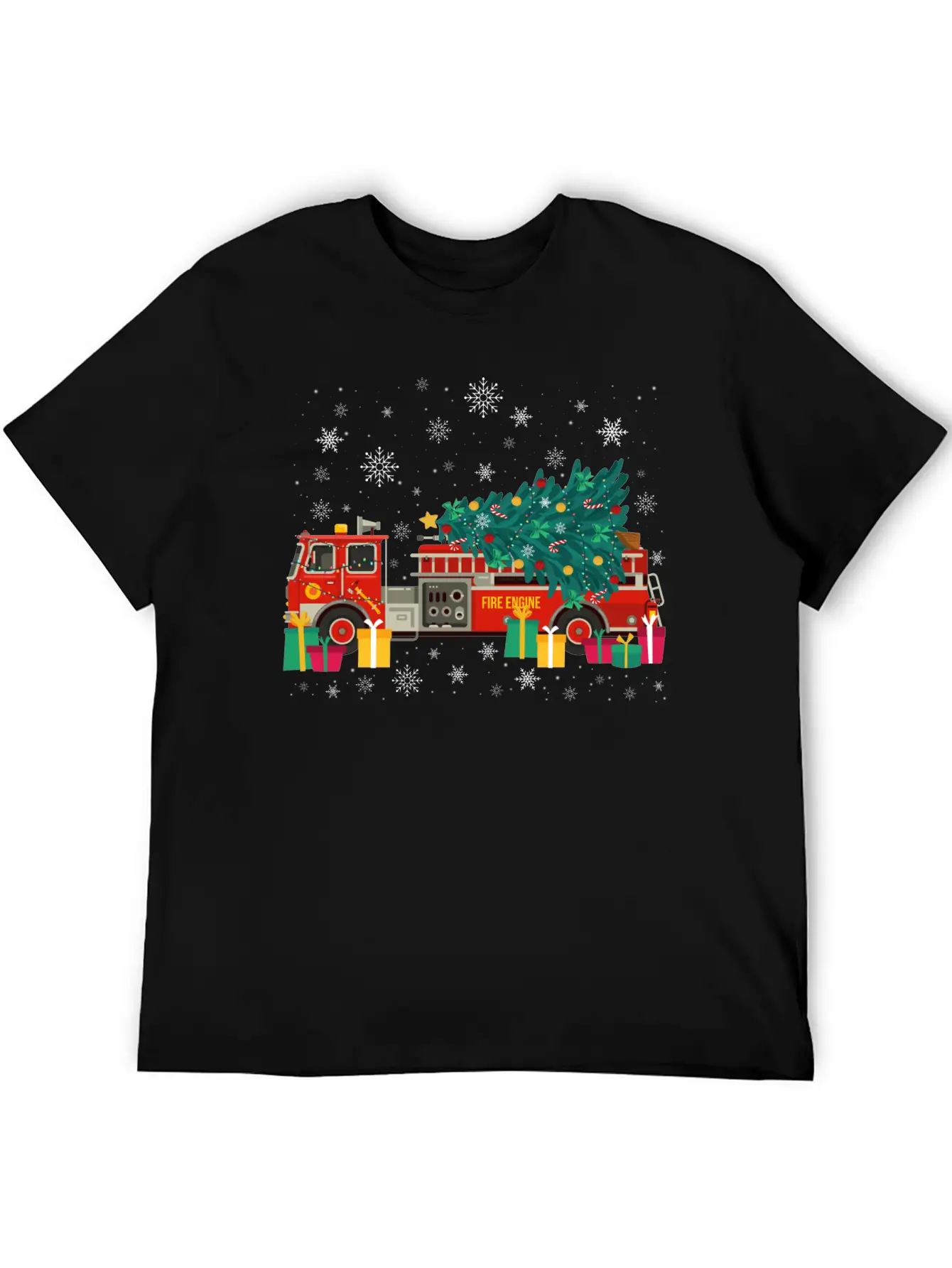 Ambulance Fire Truck Christmas Tree Timeless Short Sleeve Tee – Comfy And Minimalist Design