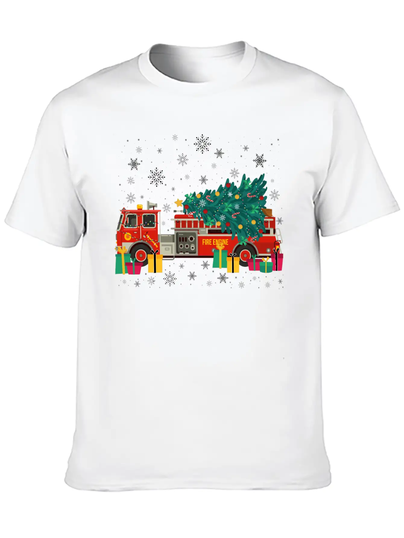 Ambulance Fire Truck Christmas Tree Timeless Short Sleeve Tee – Comfy And Minimalist Design