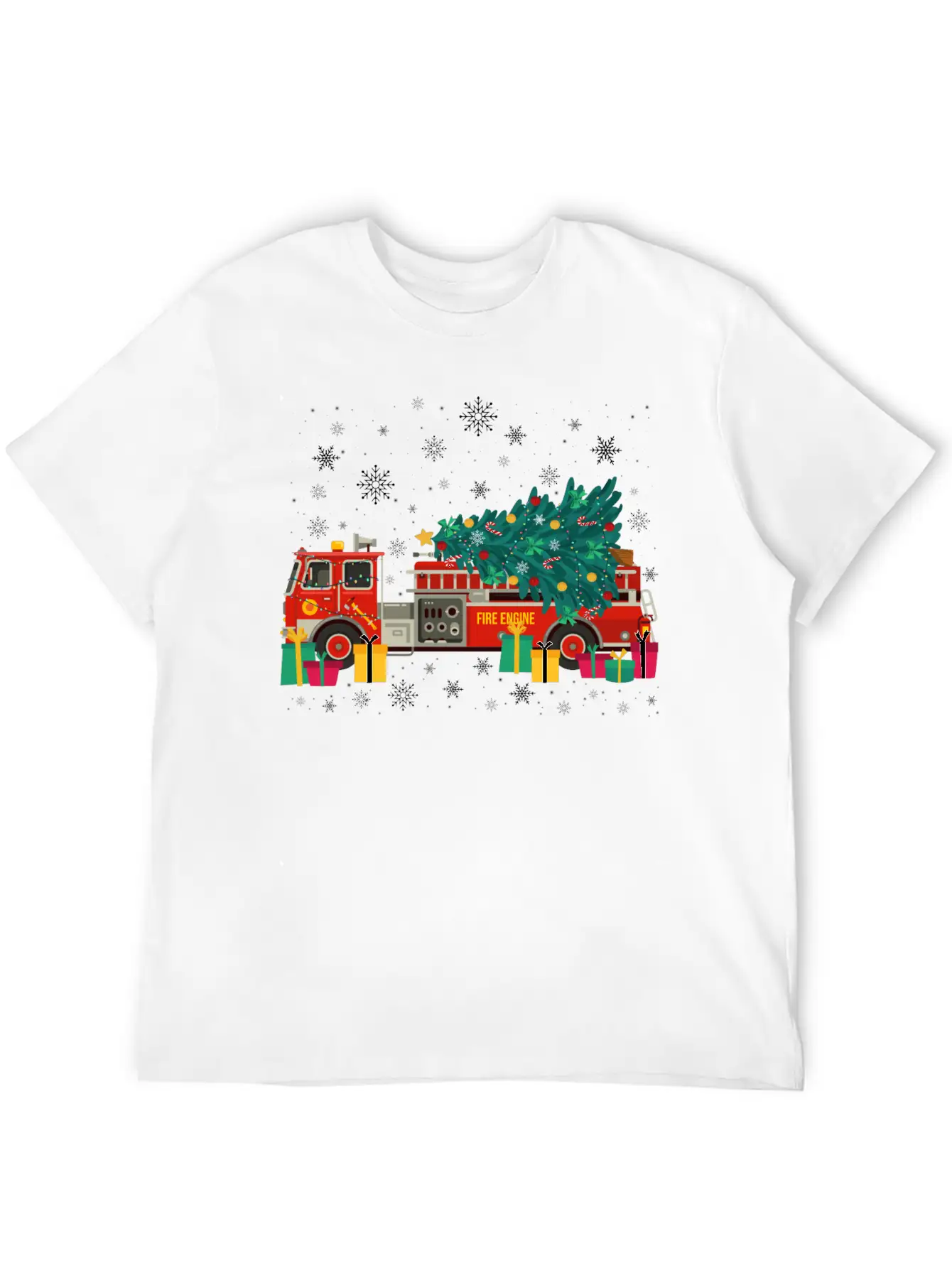 Ambulance Fire Truck Christmas Tree Timeless Short Sleeve Tee – Comfy And Minimalist Design