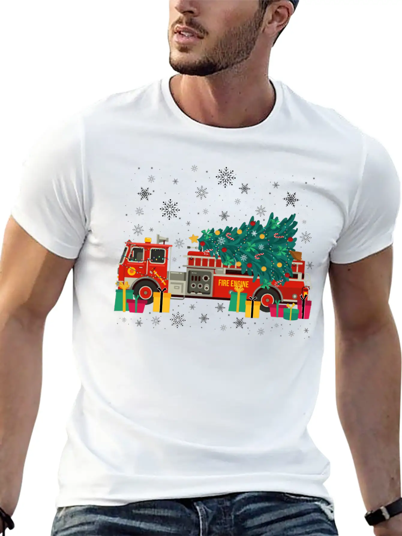 Ambulance Fire Truck Christmas Tree Timeless Short Sleeve Tee – Comfy And Minimalist Design