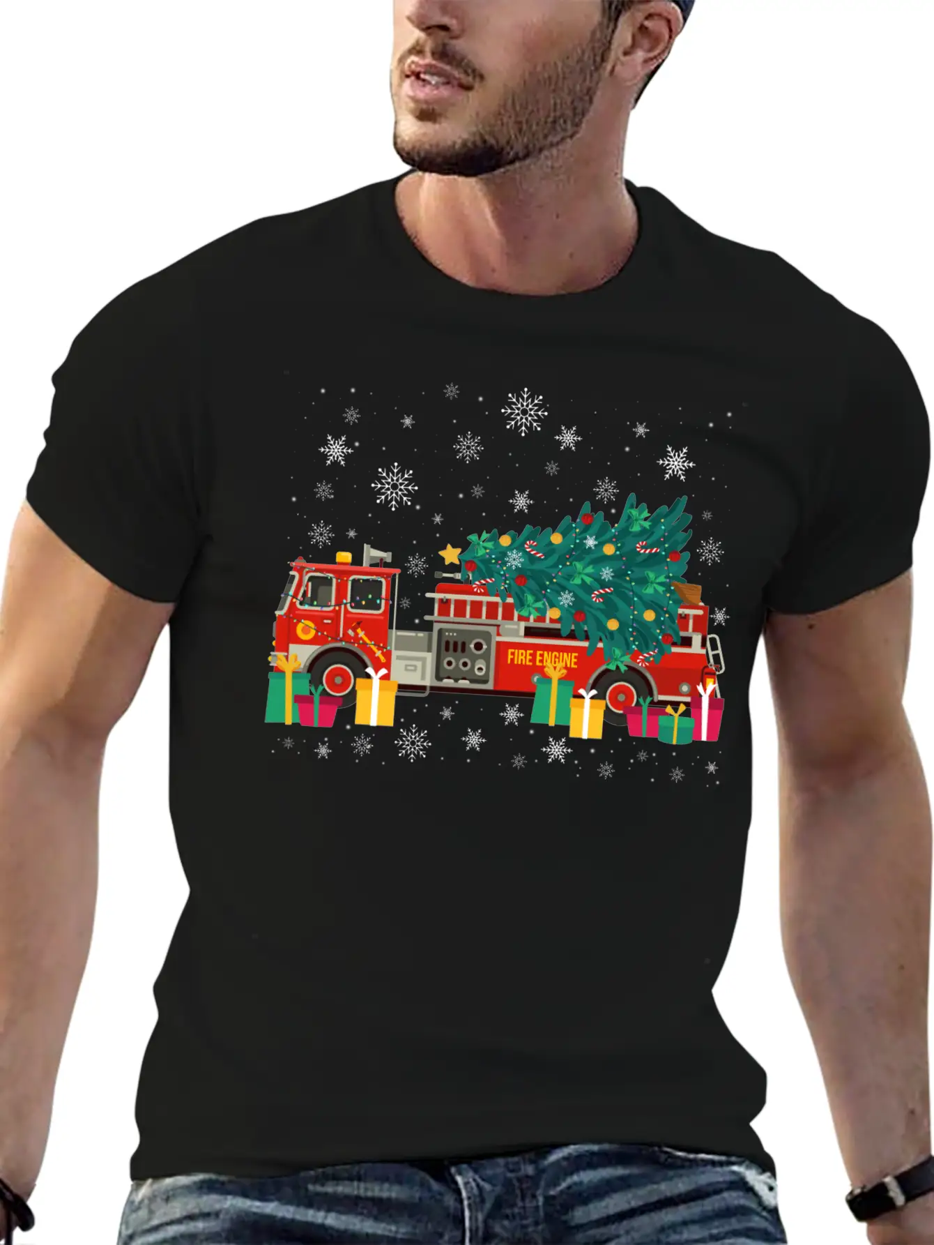 Ambulance Fire Truck Christmas Tree Timeless Short Sleeve Tee – Comfy And Minimalist Design