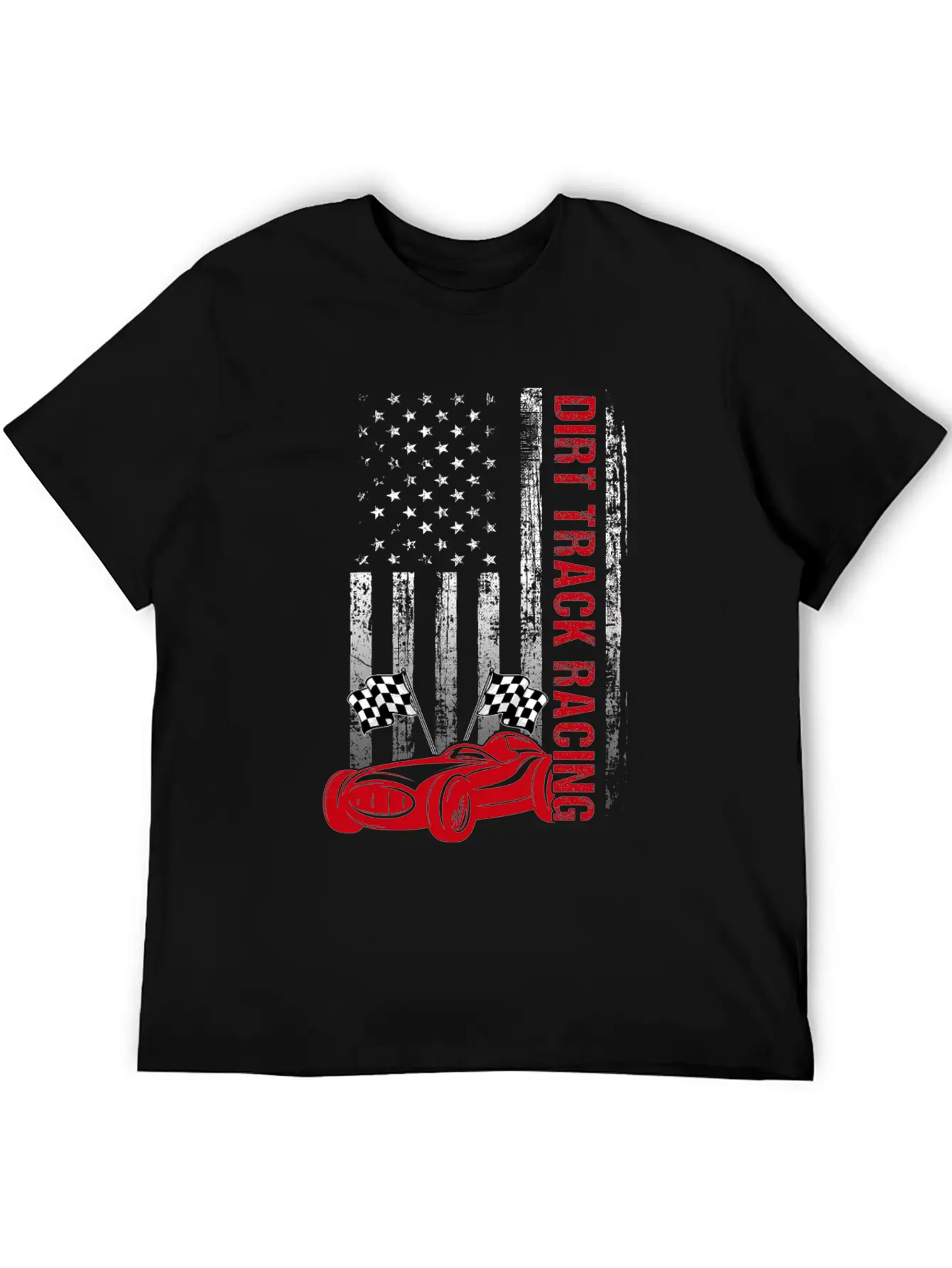 American Flag Dirt Track Racing Car Driver Racer Casual Graphic T-Shirt – Simple And Comfortable Daily Wear