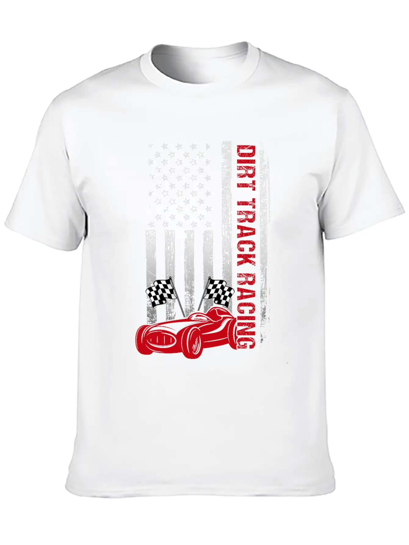 American Flag Dirt Track Racing Car Driver Racer Casual Graphic T-Shirt – Simple And Comfortable Daily Wear