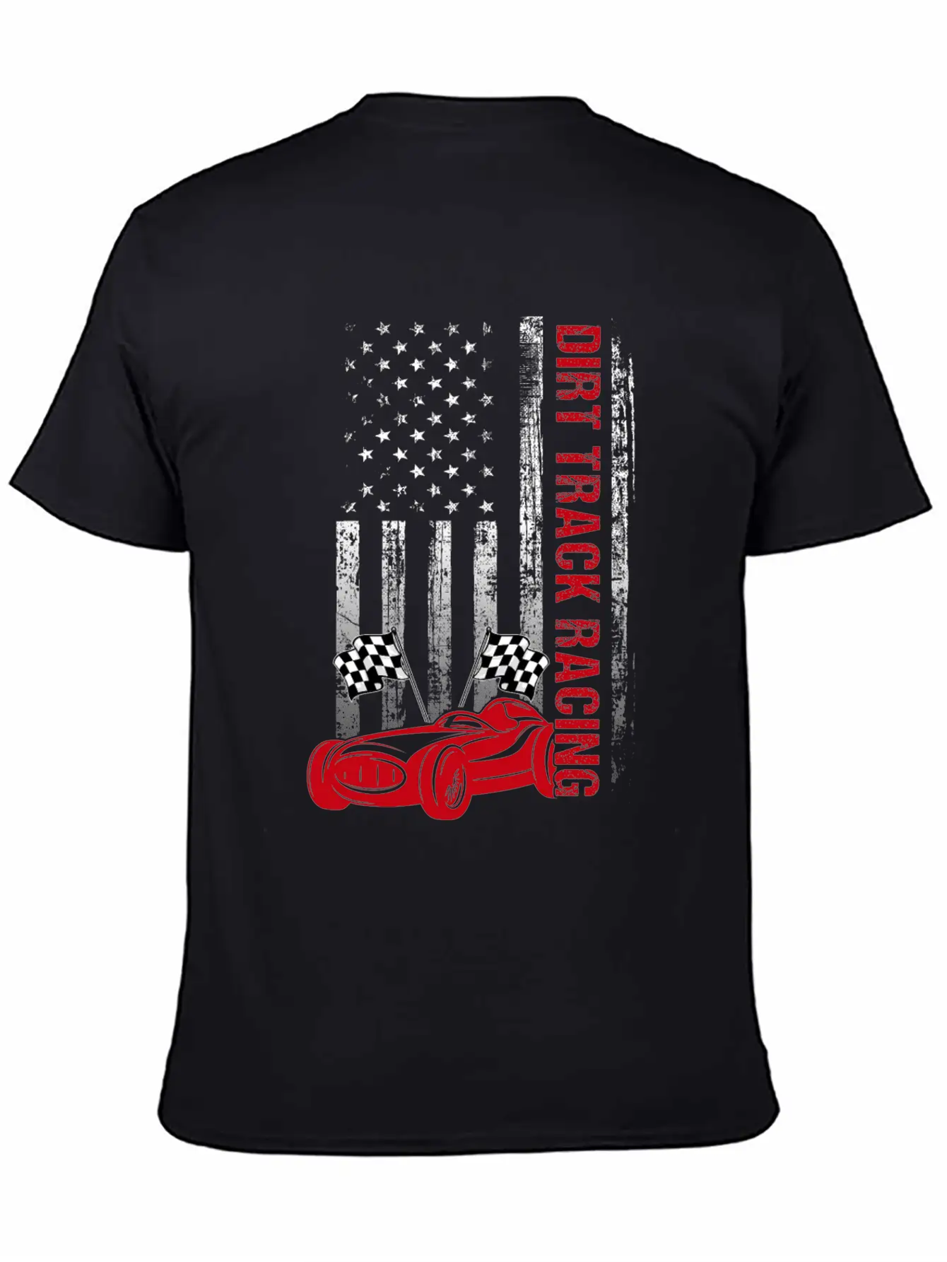 American Flag Dirt Track Racing Car Driver Racer Casual Graphic T-Shirt – Simple And Comfortable Daily Wear