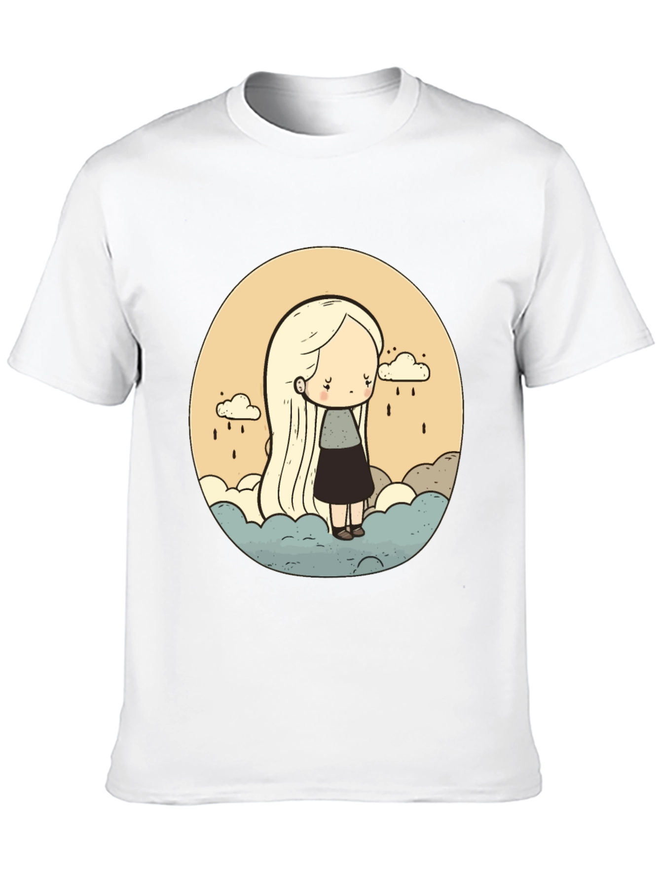 Sad Girl Cloud Rain T-Shirt - Unique Graphic Tee