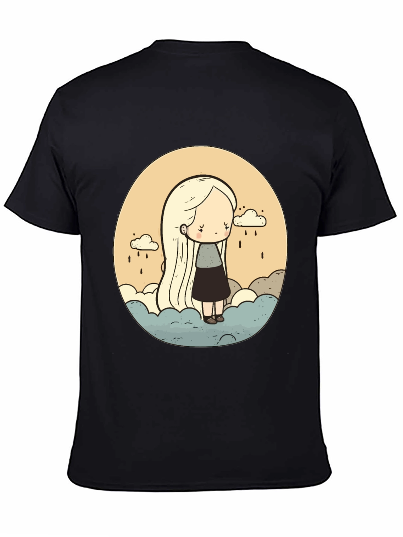 Sad Girl Cloud Rain T-Shirt - Unique Graphic Tee