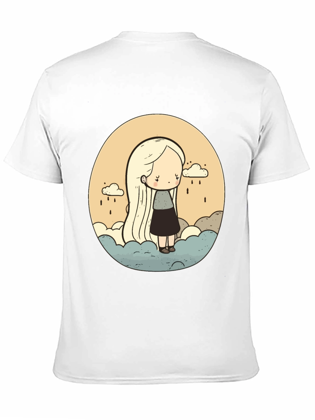 Sad Girl Cloud Rain T-Shirt - Unique Graphic Tee
