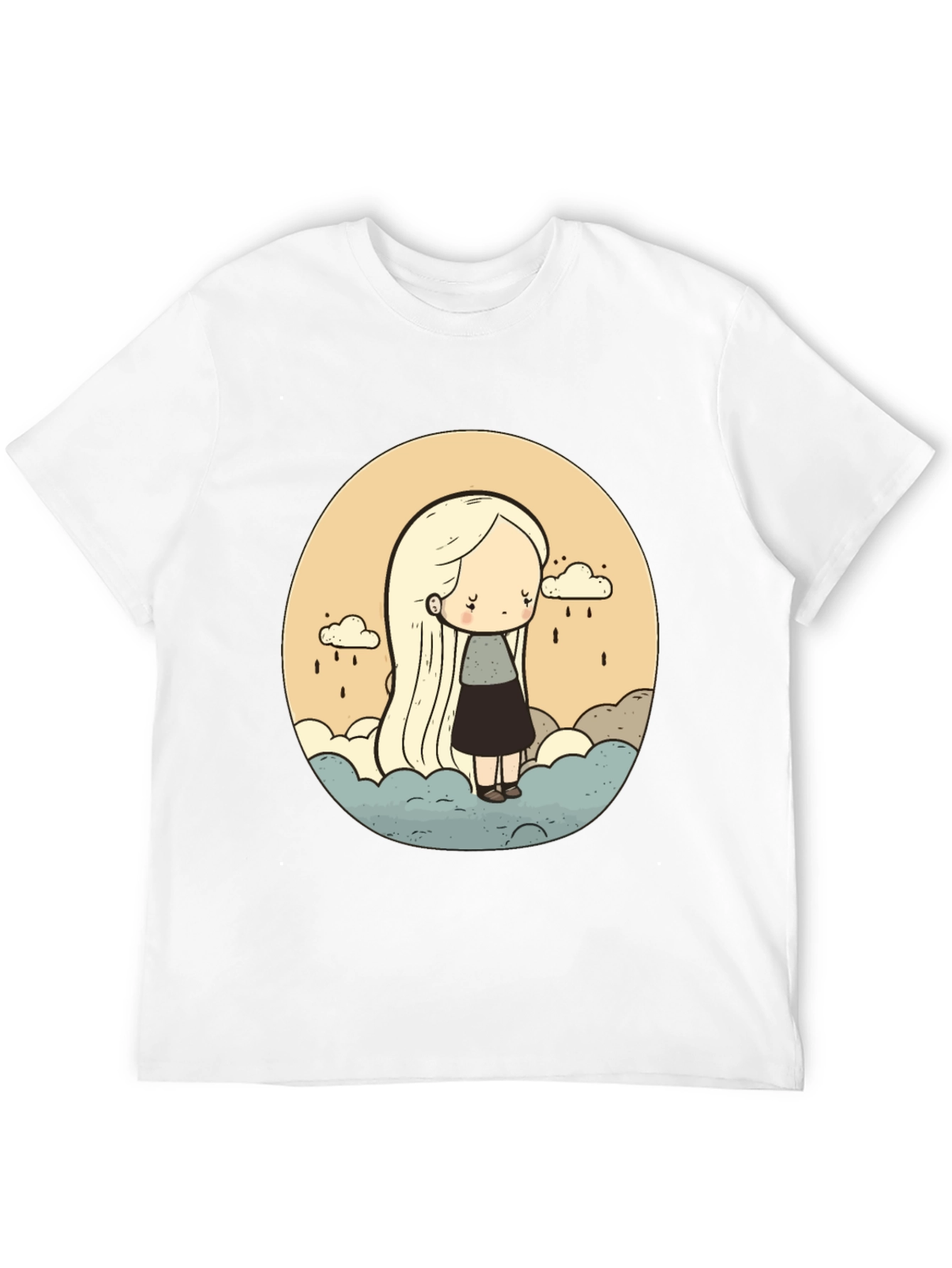 Sad Girl Cloud Rain T-Shirt - Unique Graphic Tee
