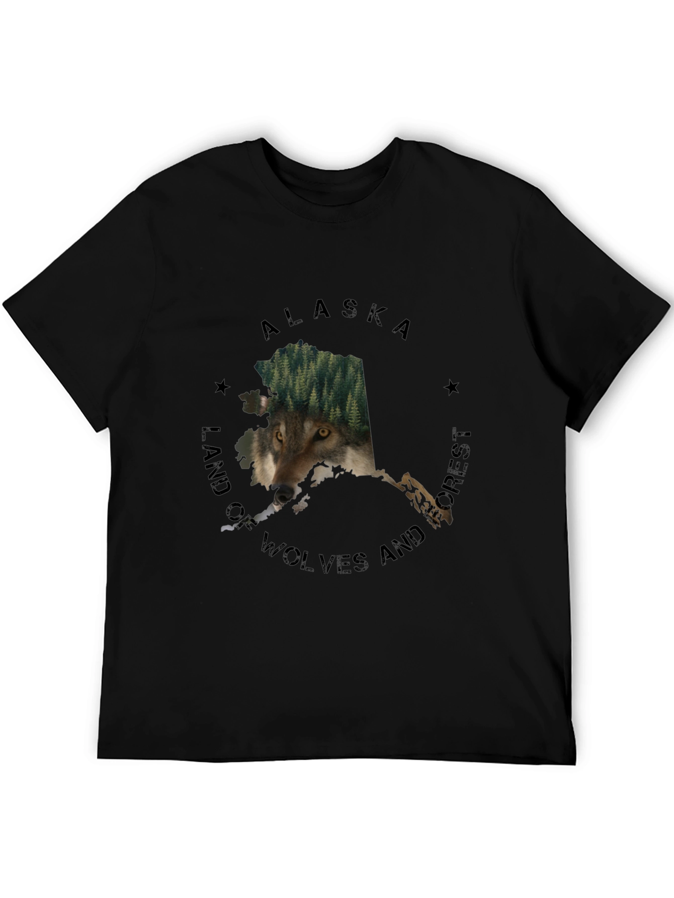 Alaska Wolves and Forest Graphic Tee