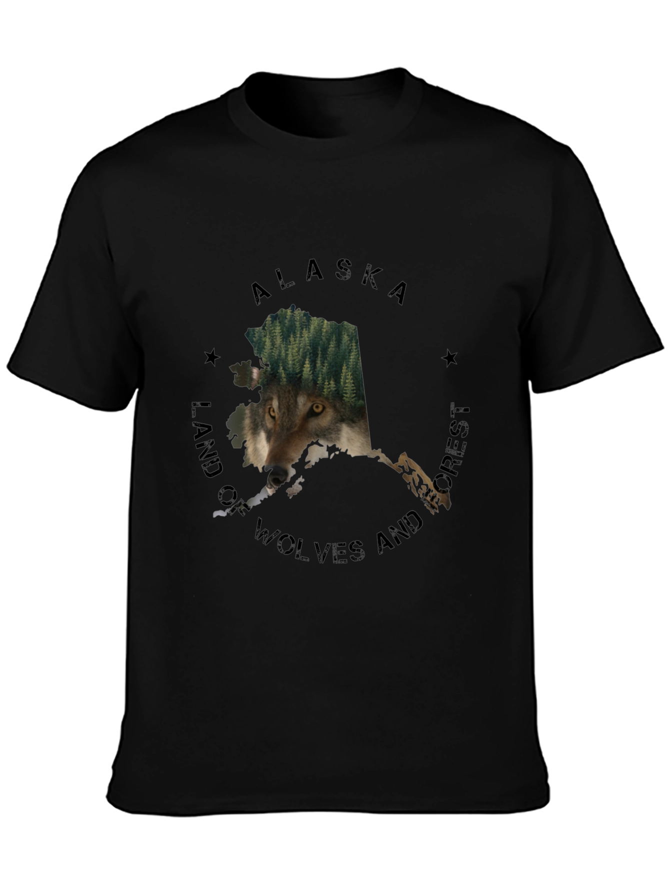 Alaska Wolves and Forest Graphic Tee