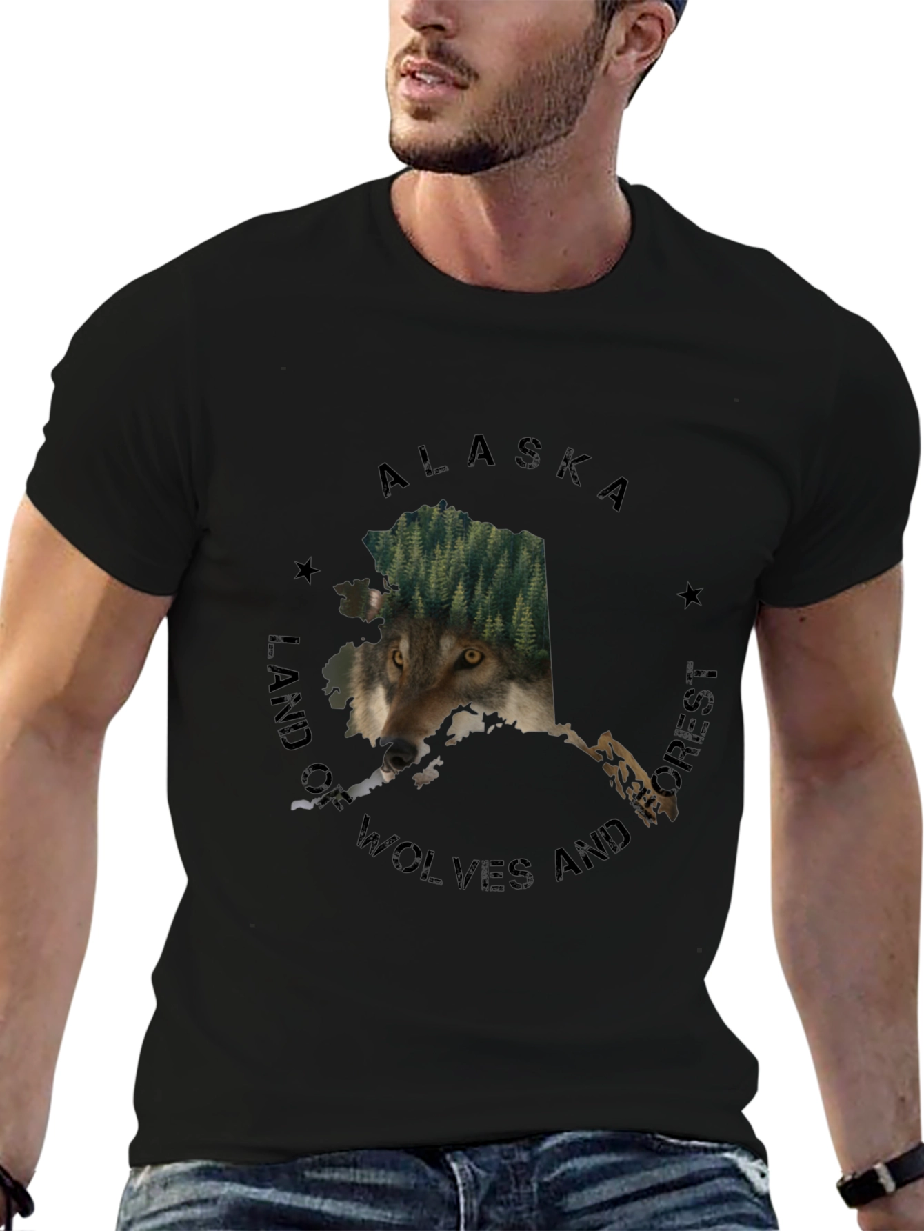 Alaska Wolves and Forest Graphic Tee