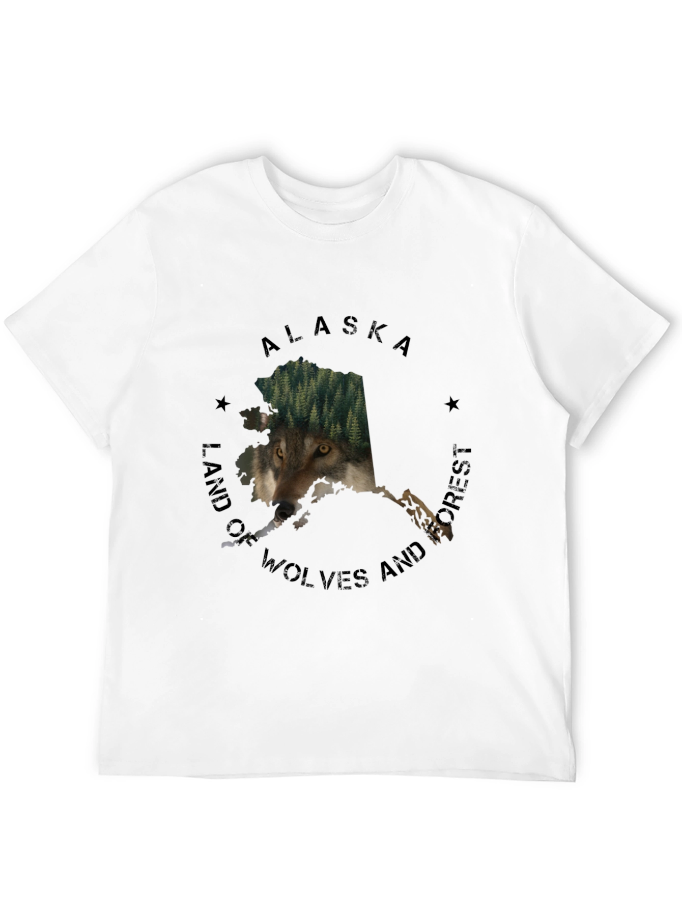 Alaska Wolves and Forest Graphic Tee