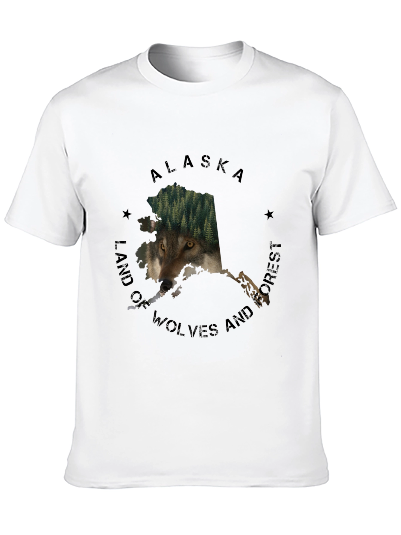 Alaska Wolves and Forest Graphic Tee