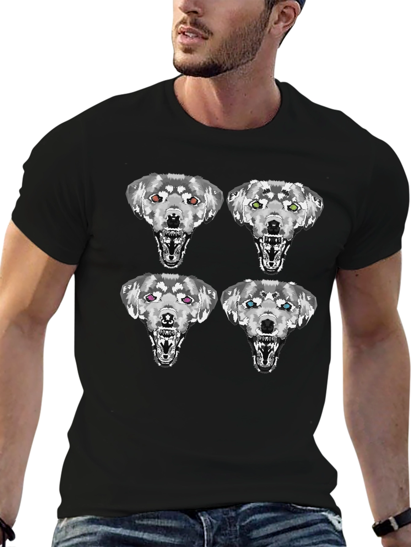 Wolf Pack Graphic T-Shirt - Stylish Black Tee