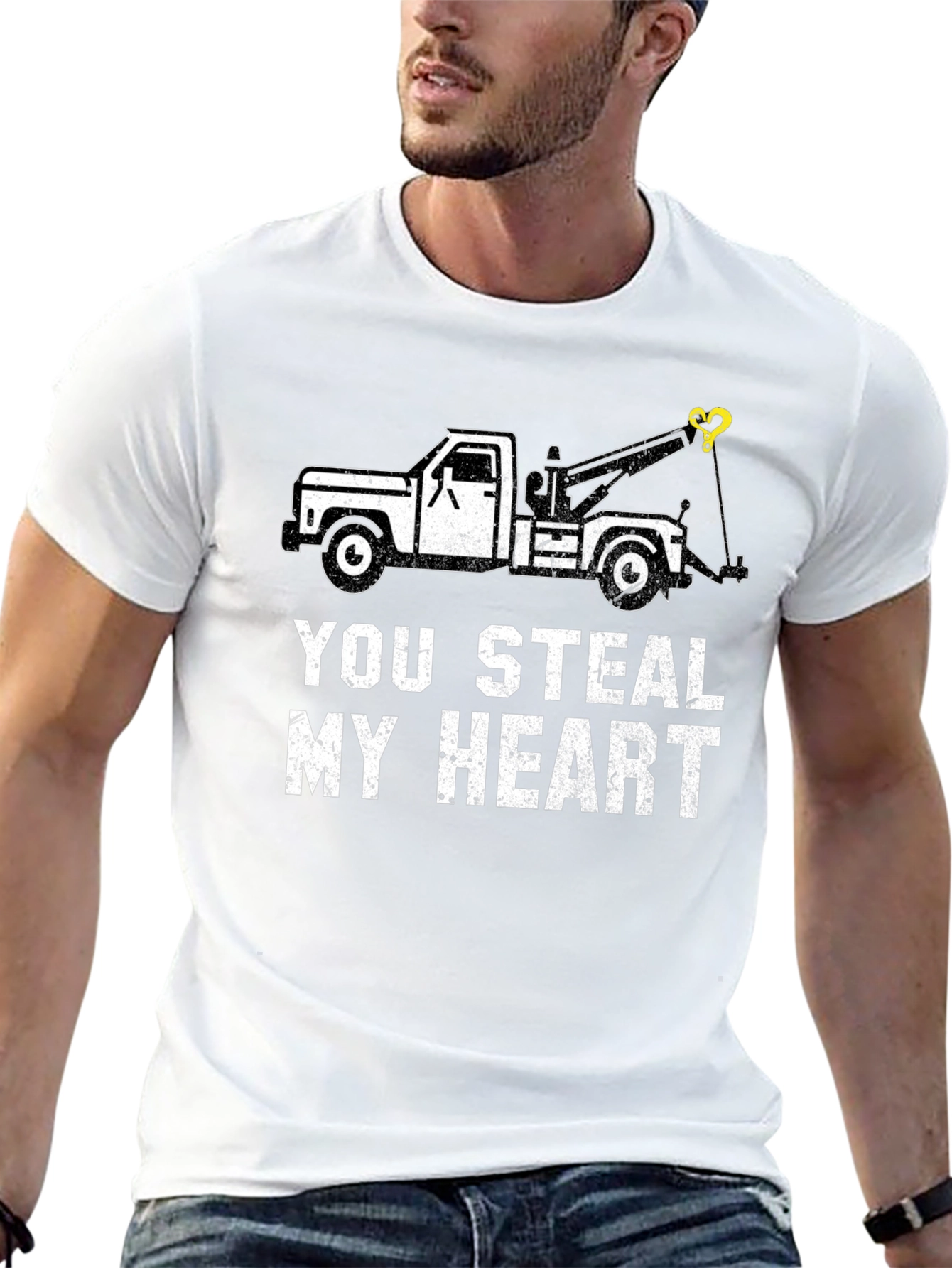 You Steal My Heart Tow Truck Graphic Tee