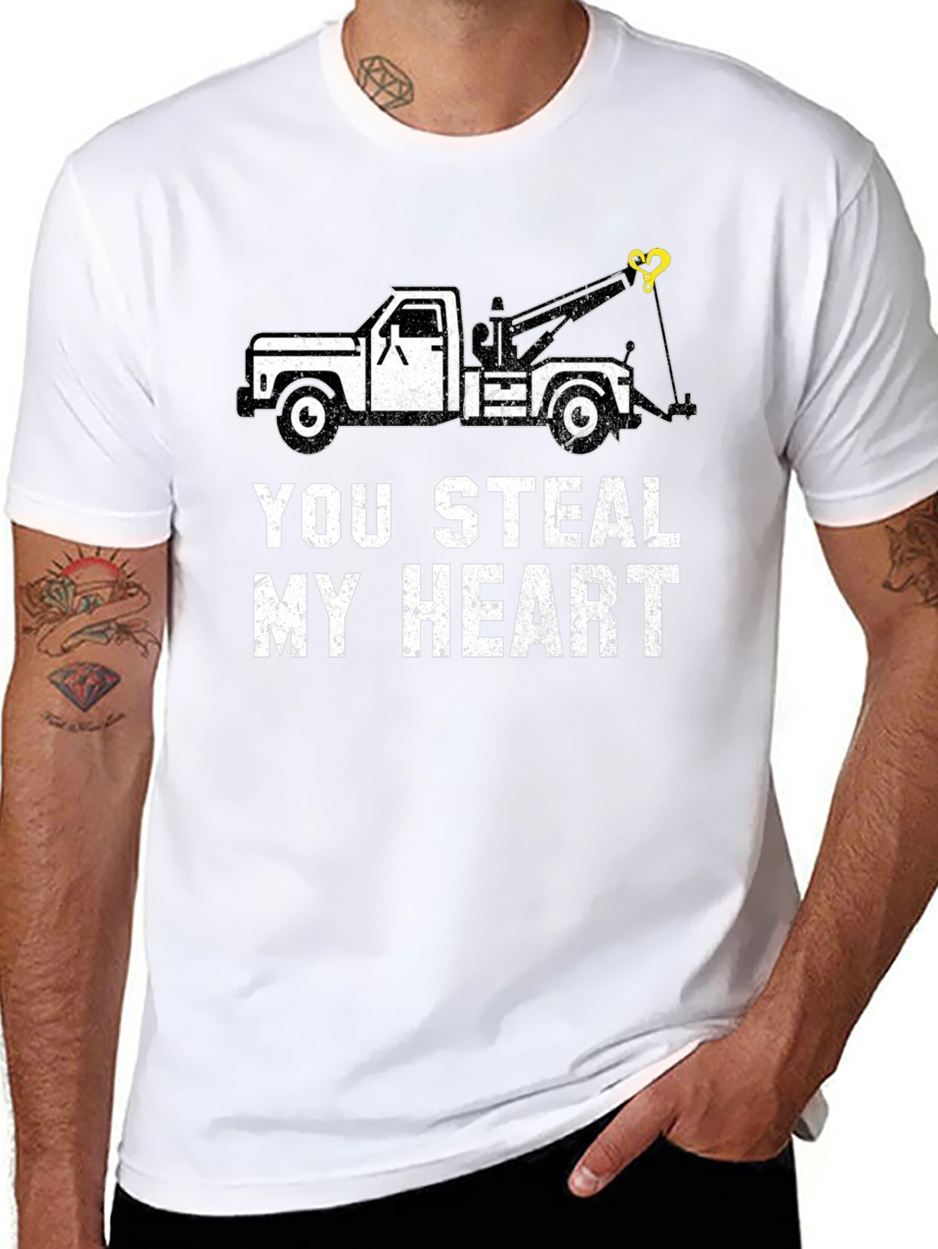 You Steal My Heart Tow Truck Graphic Tee