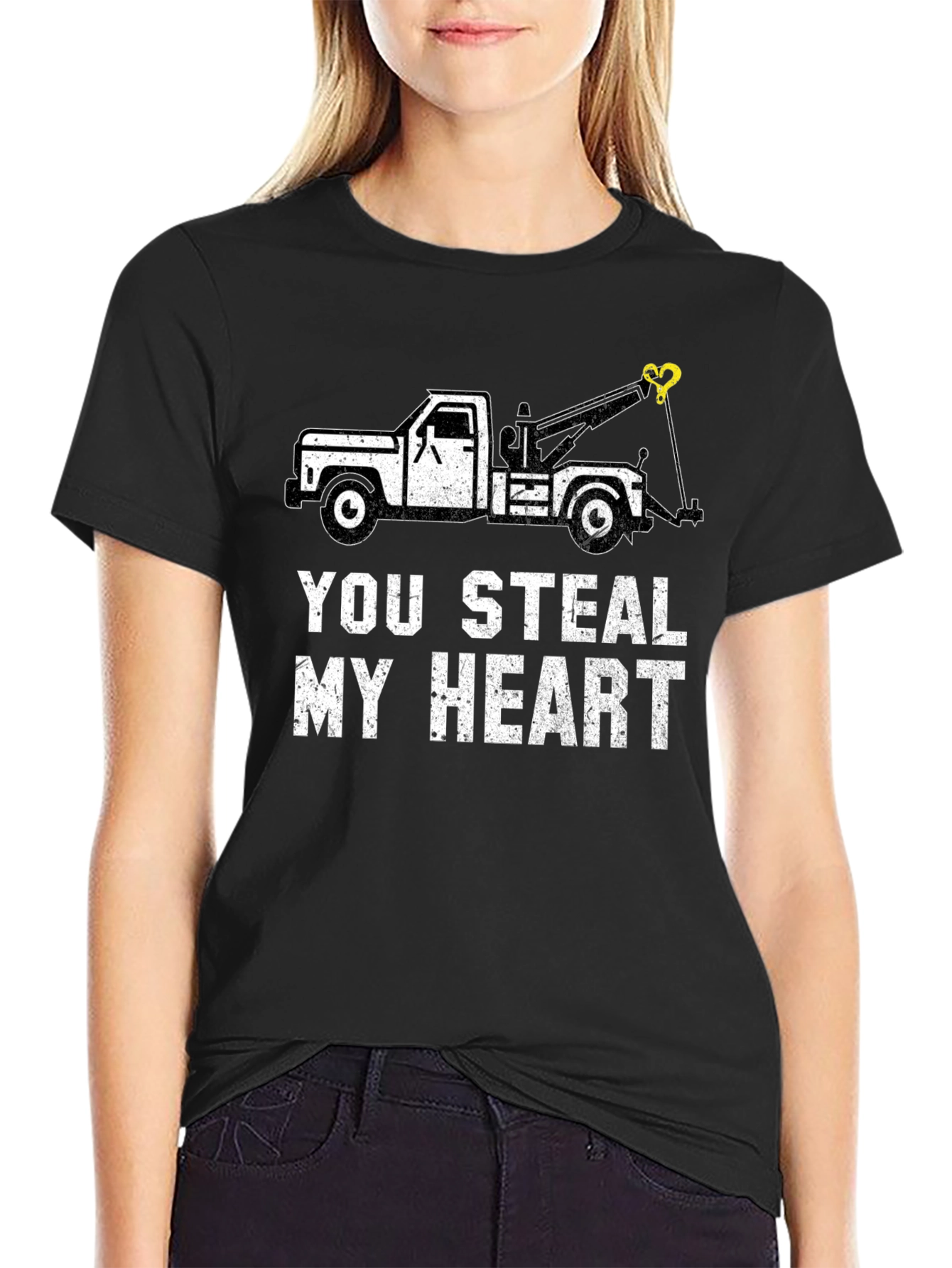 You Steal My Heart Tow Truck Graphic Tee