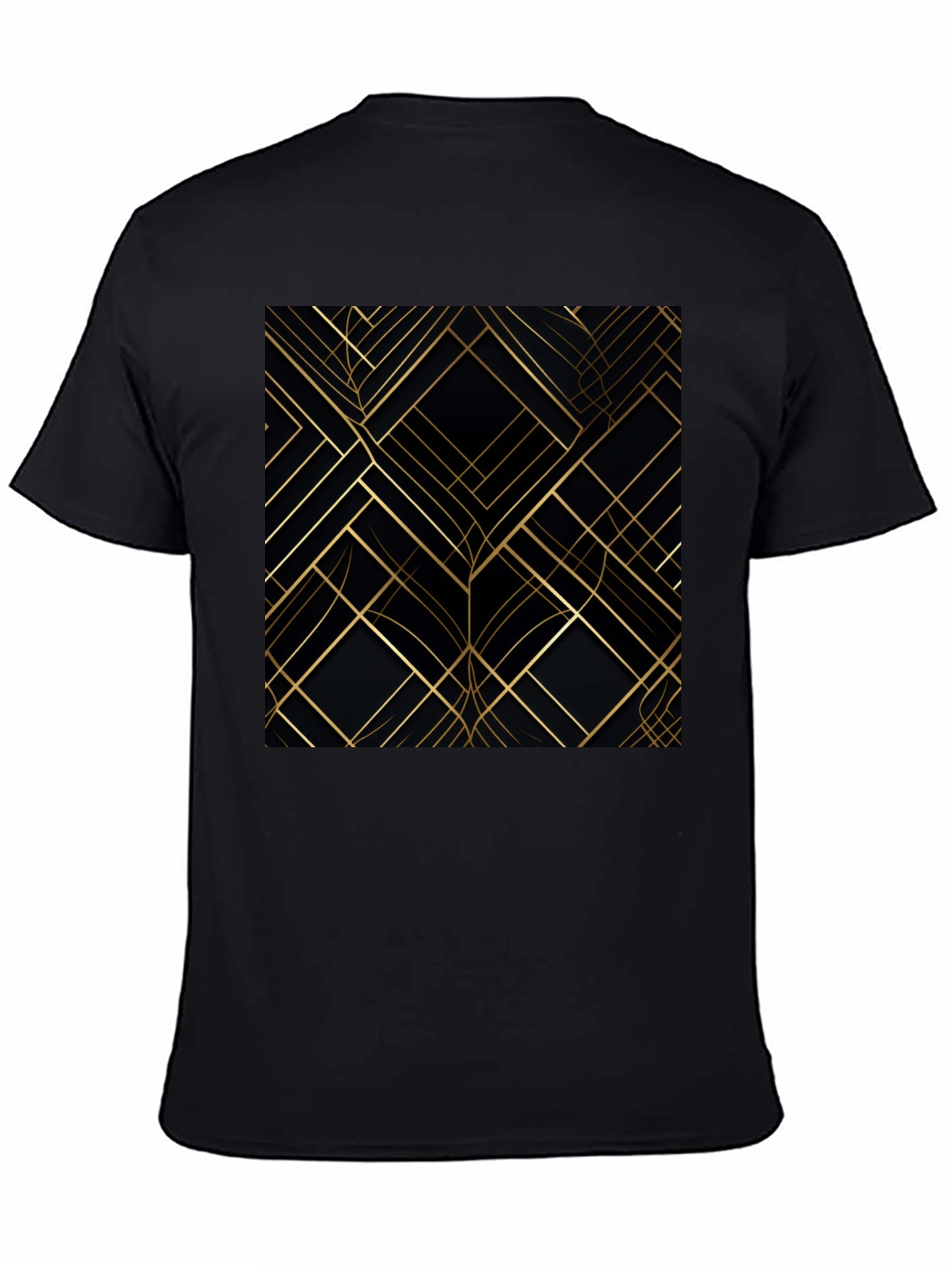 Abstract Geometric Pattern Tee - Gold on Black