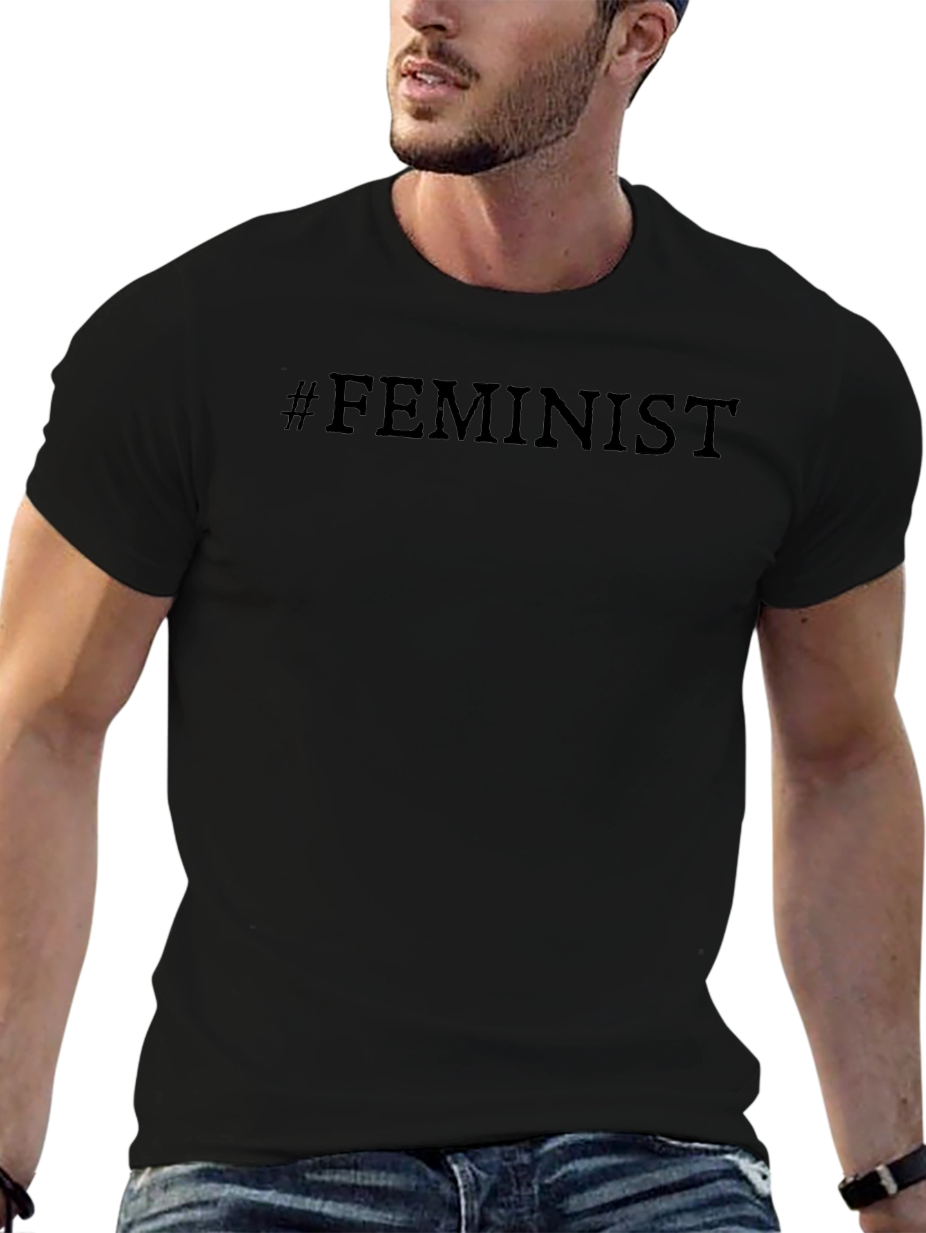 #Feminist Black Unisex T-Shirt - Modern Style