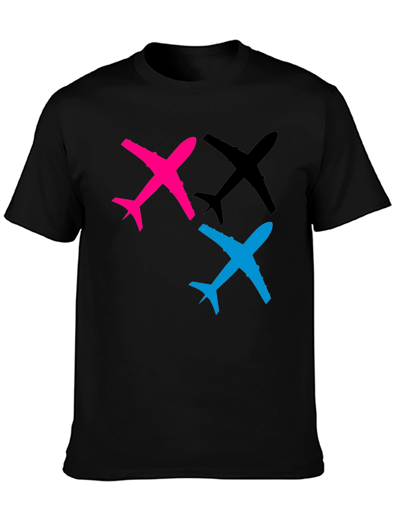 Airplane Graphic Tee - Black Cotton T-Shirt