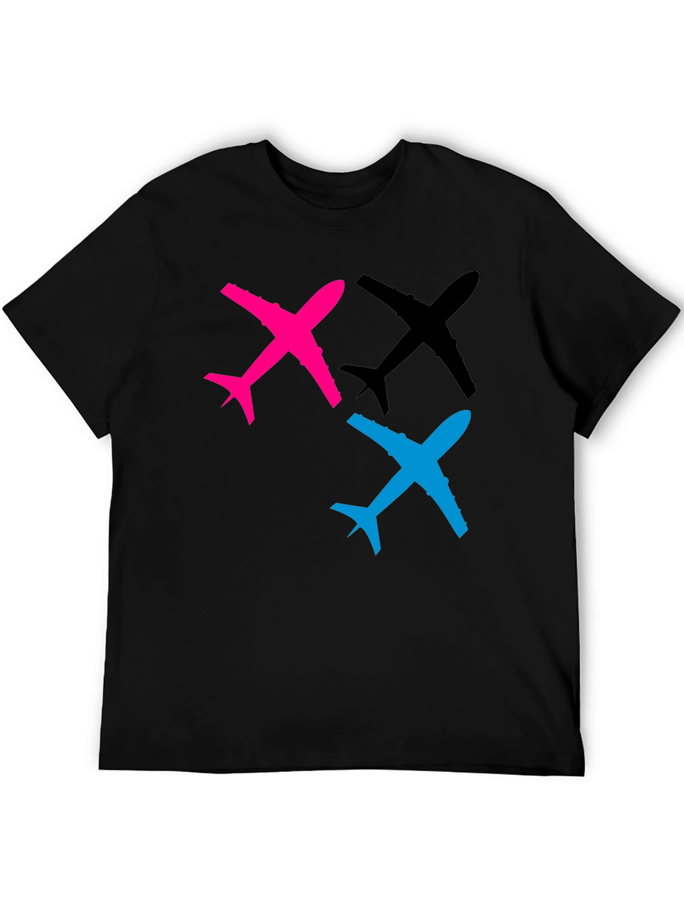 Airplane Graphic Tee - Black Cotton T-Shirt