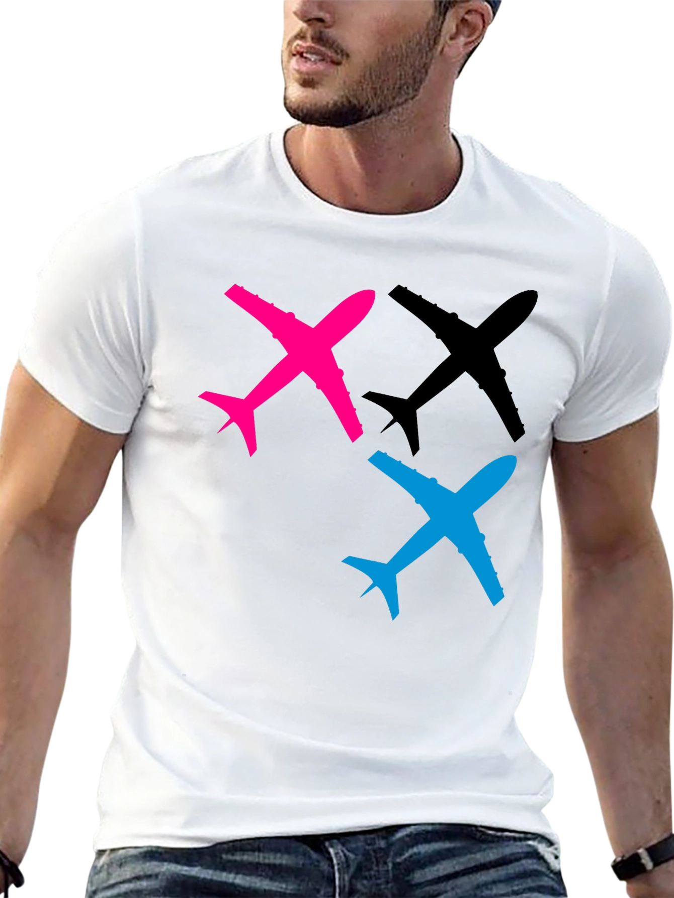 Airplane Graphic Tee - Black Cotton T-Shirt