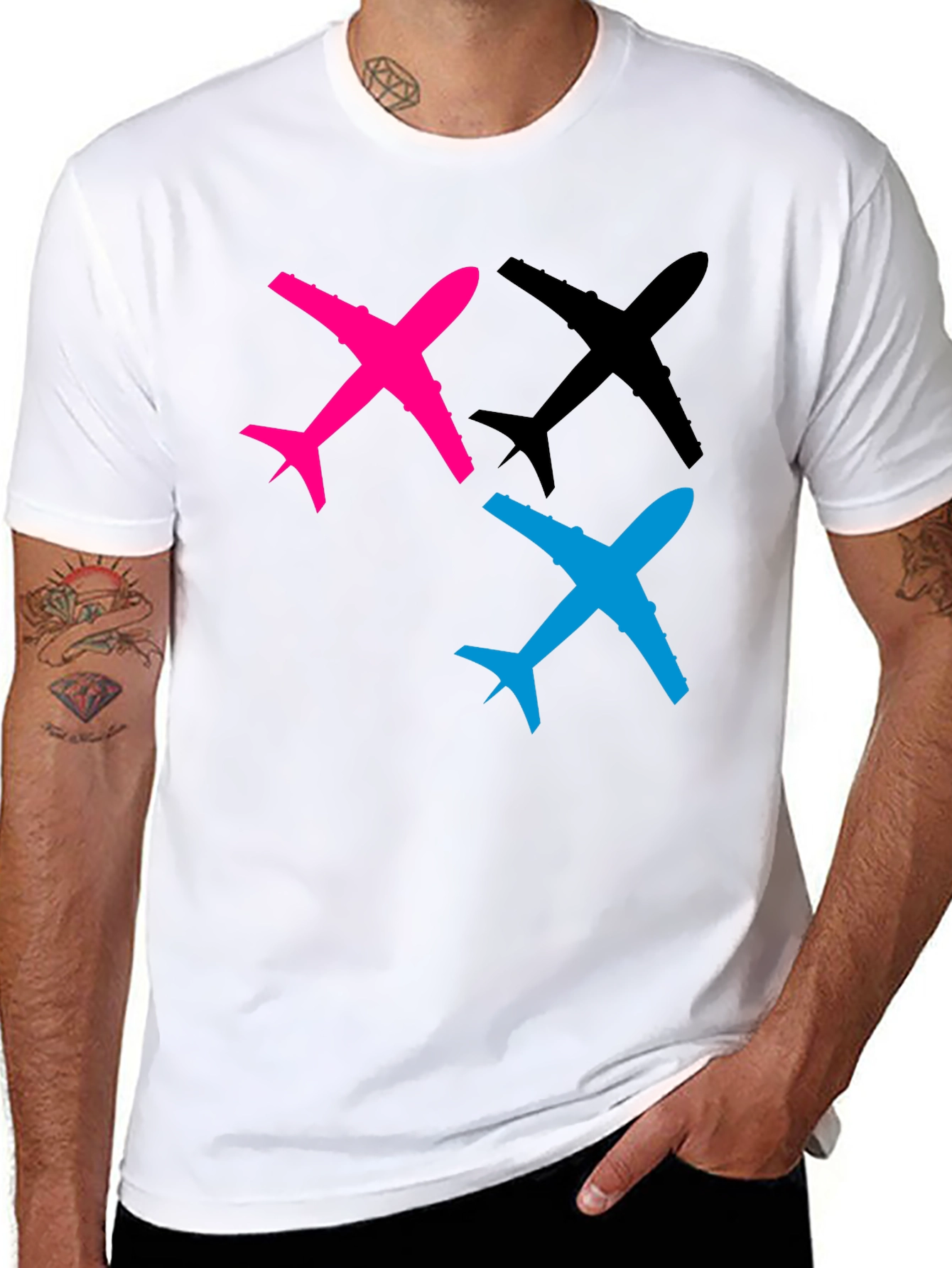 Airplane Graphic Tee - Black Cotton T-Shirt