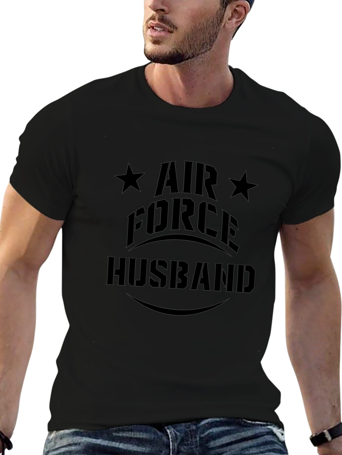 Air Force Husband Black Graphic Tee