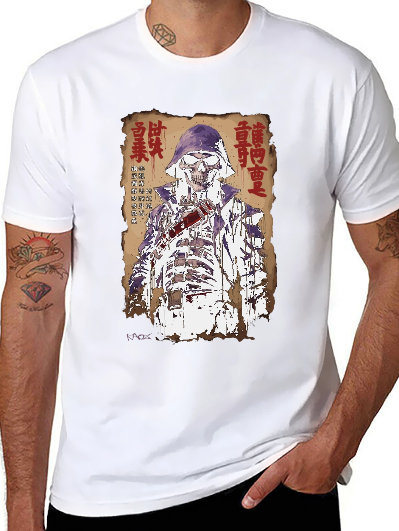 Samurai Skeleton Graphic Tee - Unique Design