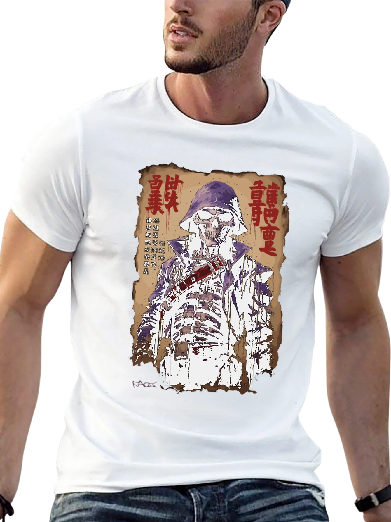 Samurai Skeleton Graphic Tee - Unique Design