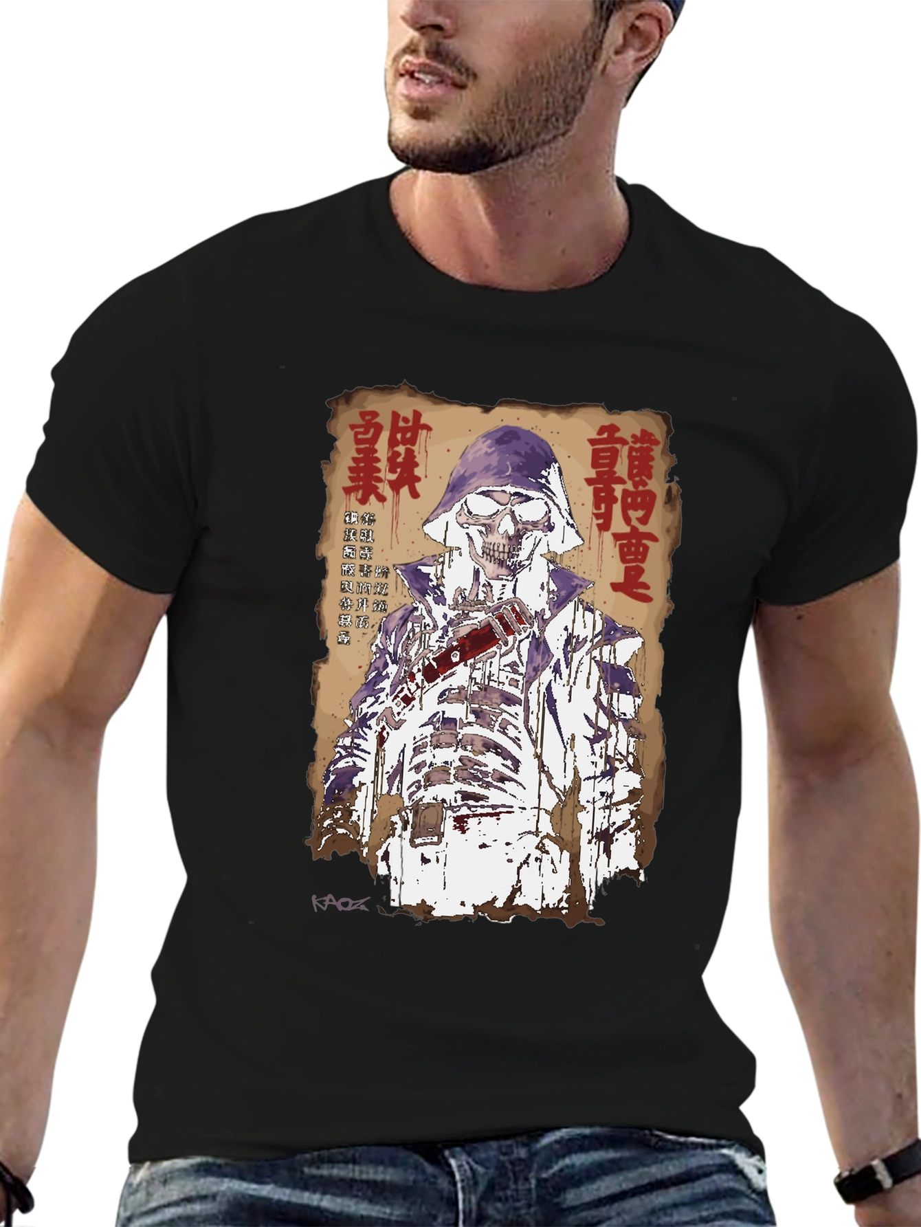 Samurai Skeleton Graphic Tee - Unique Design