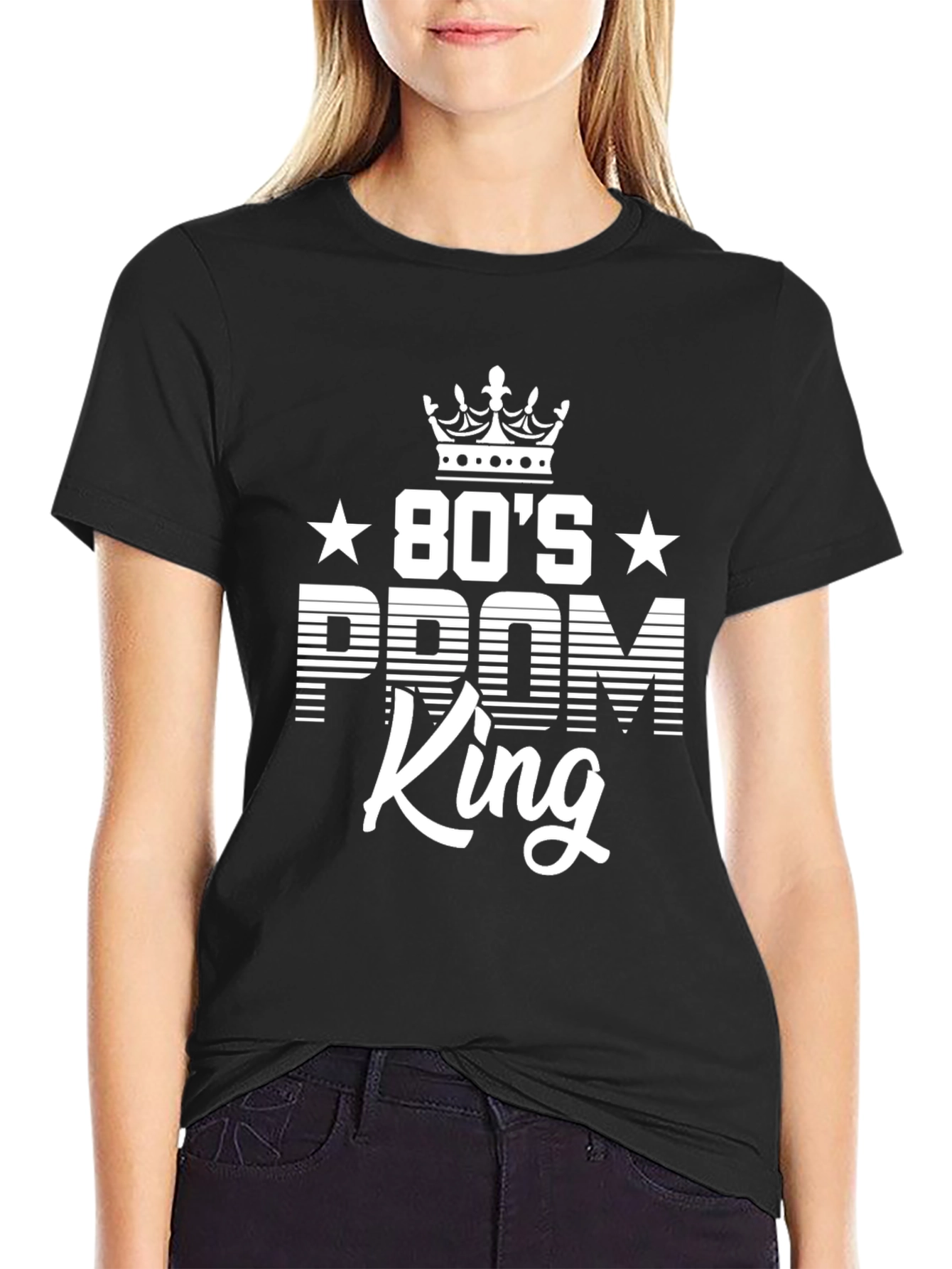 80s Prom King Black Graphic T-Shirt